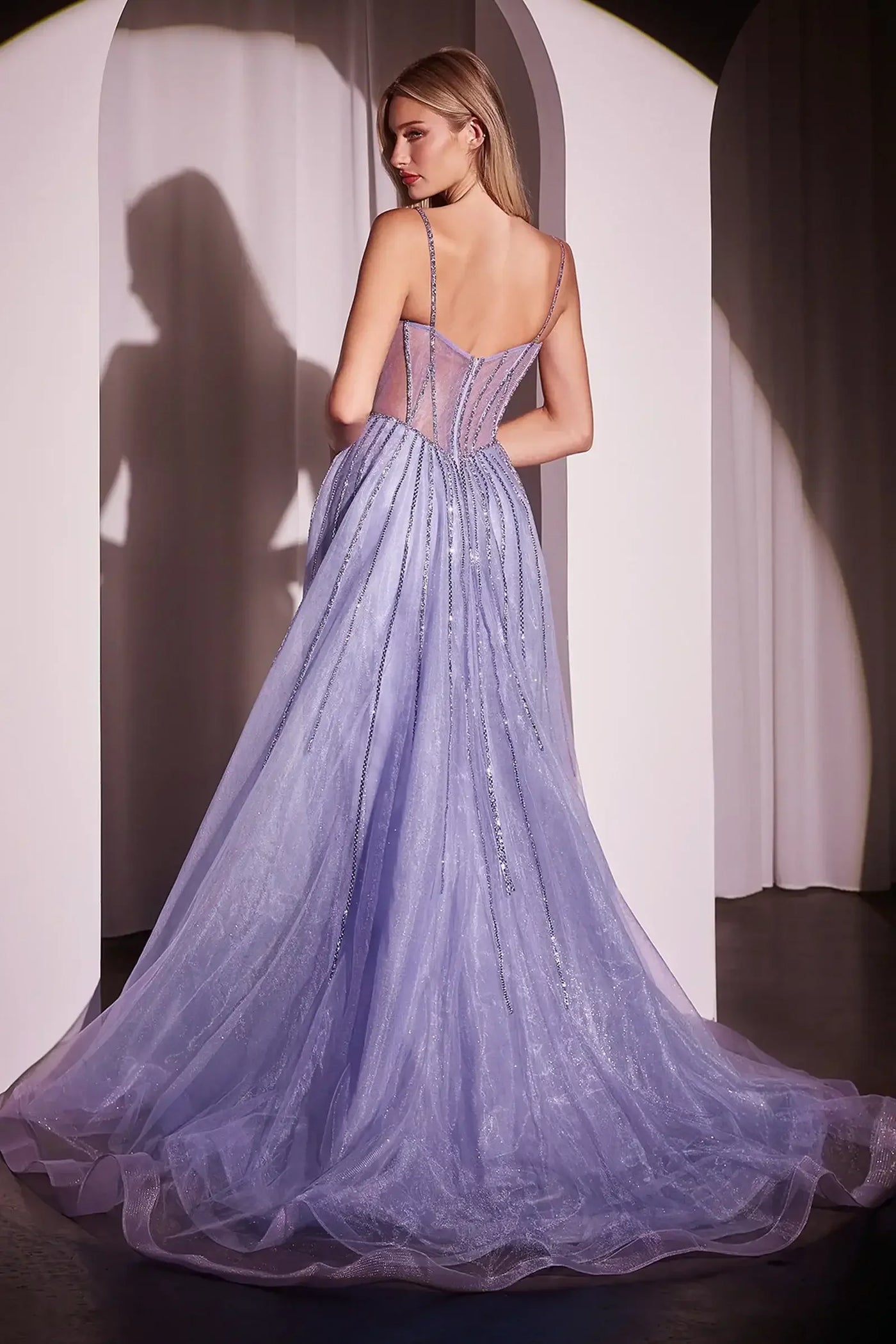 ODESSA GOWN - BEADED FITTED GOWN WITH OVERSKIRT