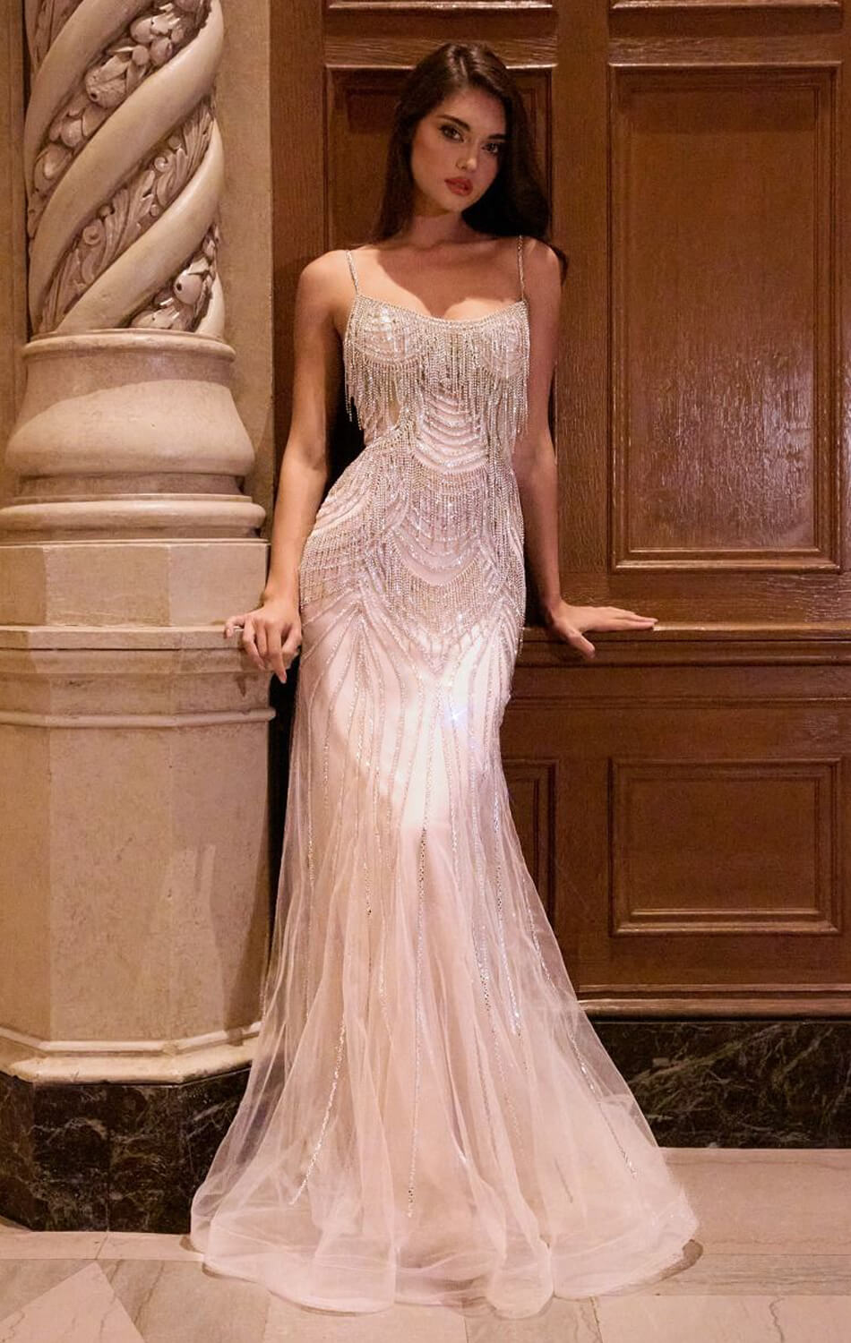 Cairo Gown - Fringe-Embellished Mermaid Gown | Lady Black Tie