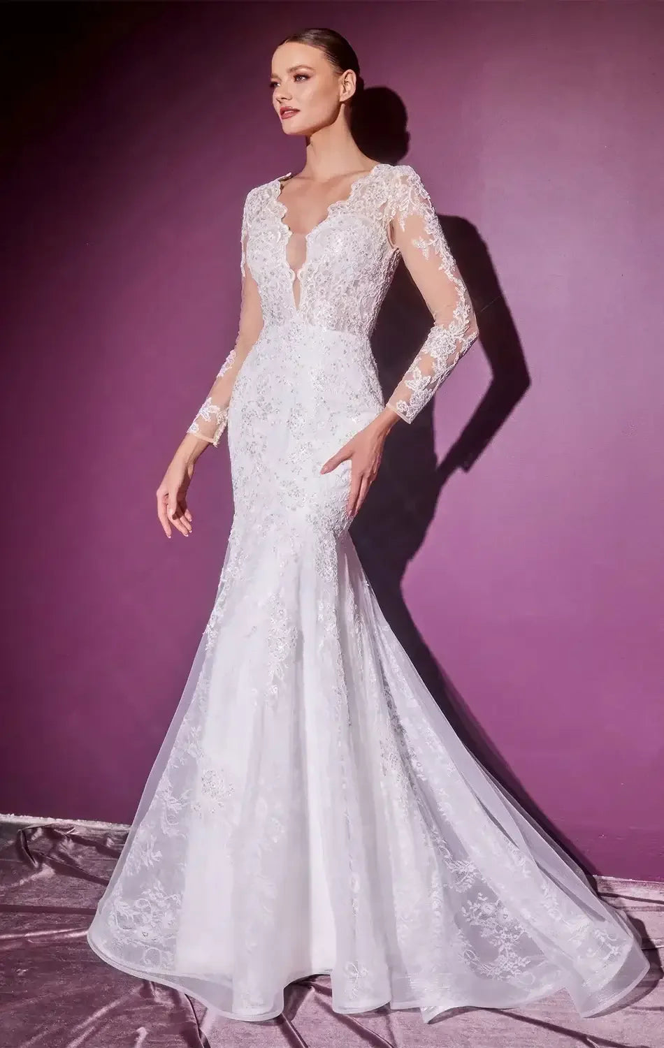 LILIBET GOWN - LAYERED LACE MERMAID BRIDAL GOWN