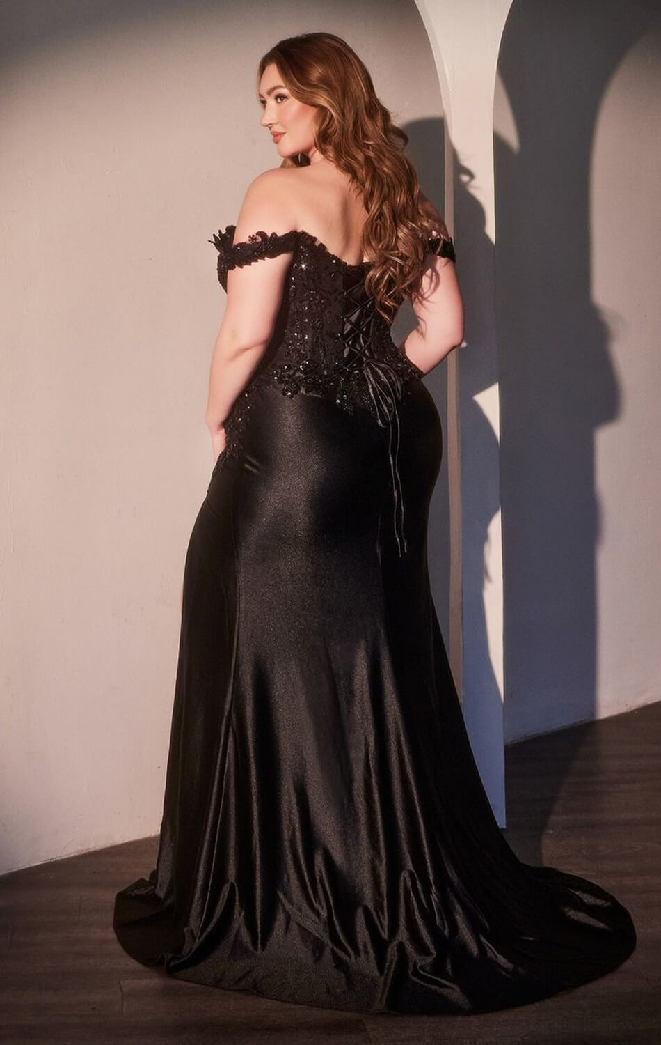 PHILIPPA GOWN - OFF THE SHOULDER LACE & SATIN DRESS