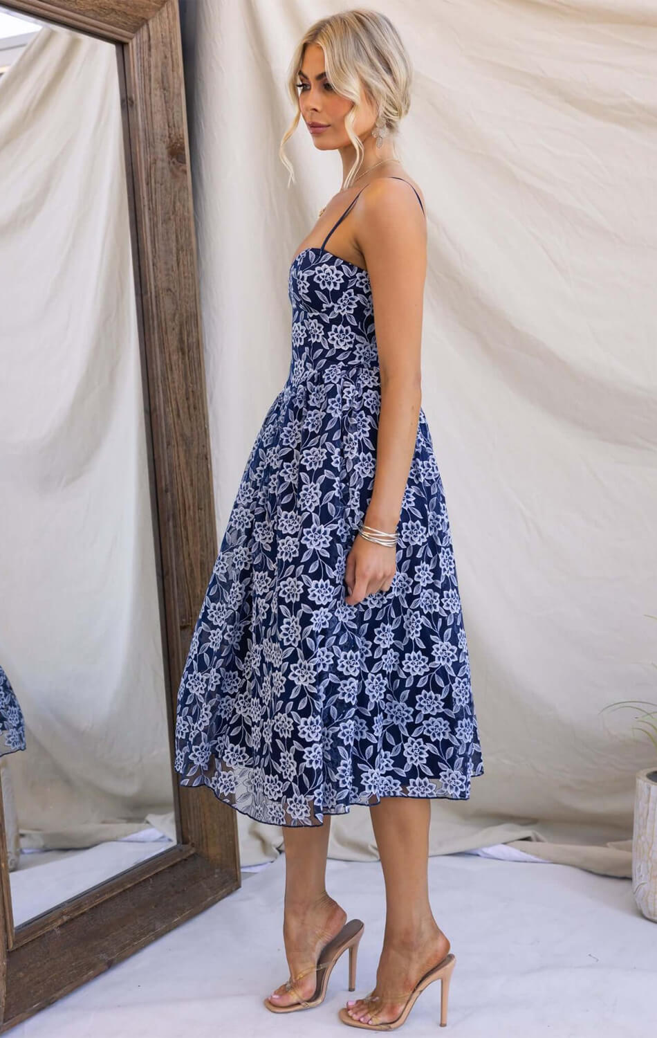 BLOSSOM MIDI DRESS - NAVY BLUE