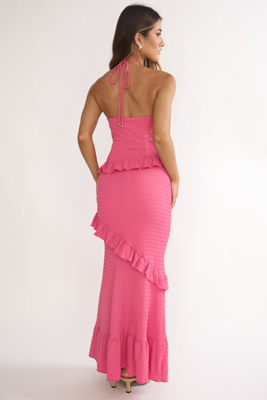 NADIA HALTER MAXI DRESS - FUCHSIA PINK