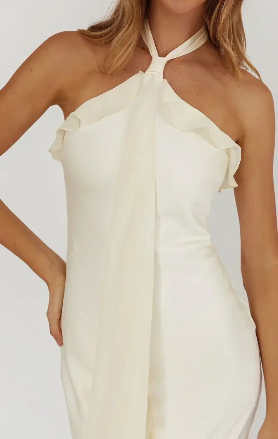 LUMIÈRE HALTER MAXI DRESS - BUTTER YELLOW