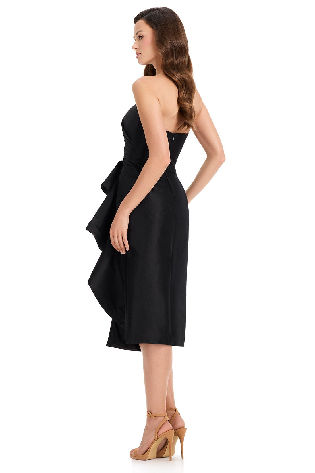 ASHLEYlauren E40005 Strapless Taffeta Cocktail Dress in Black | Lady Black Tie