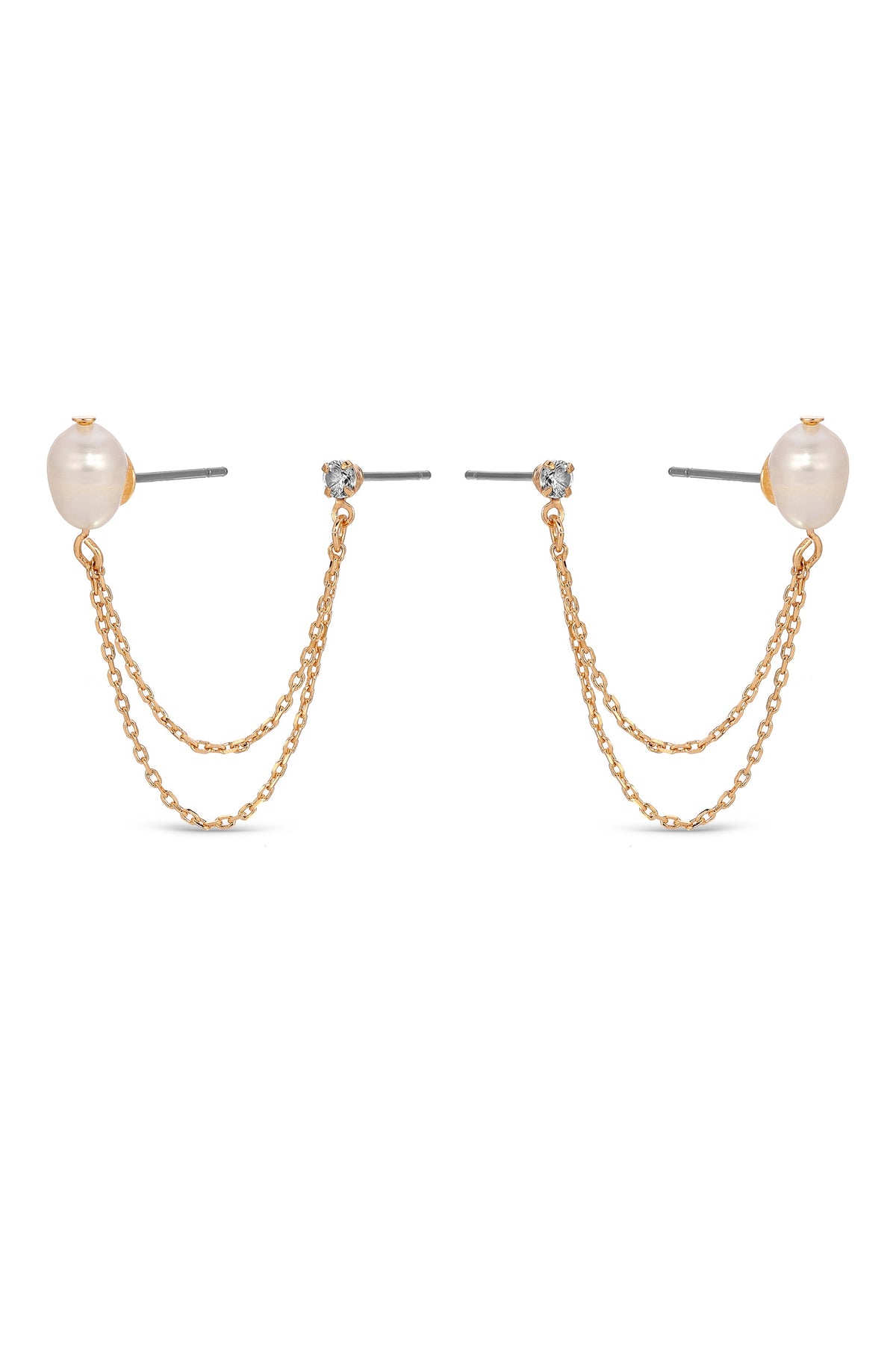 Double Piercing Freshwater Pearl Earring