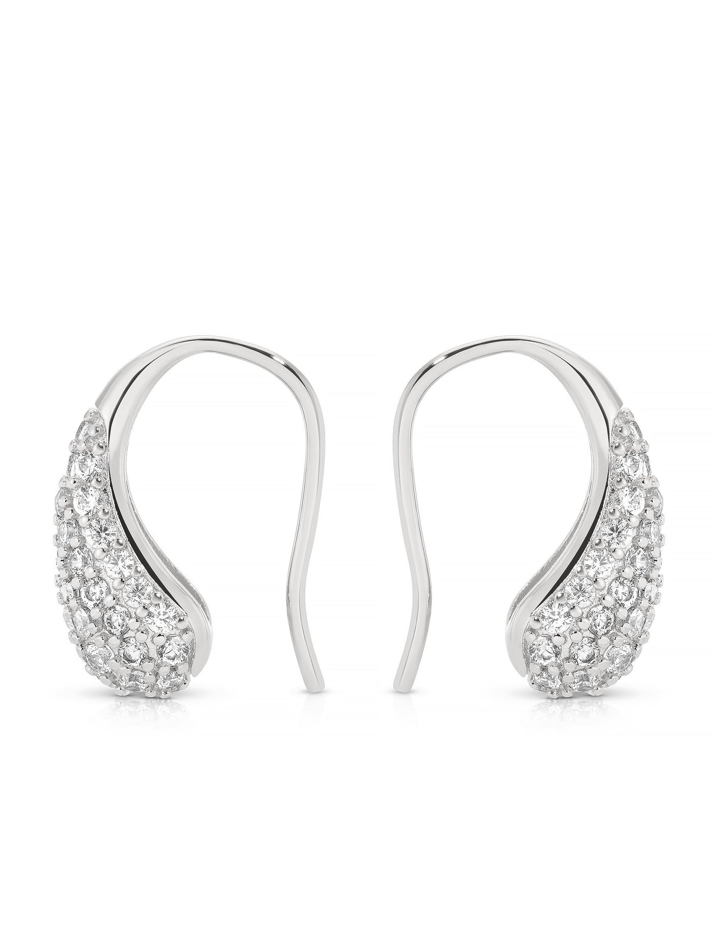 Hooked Pavé and Pearl Earrings