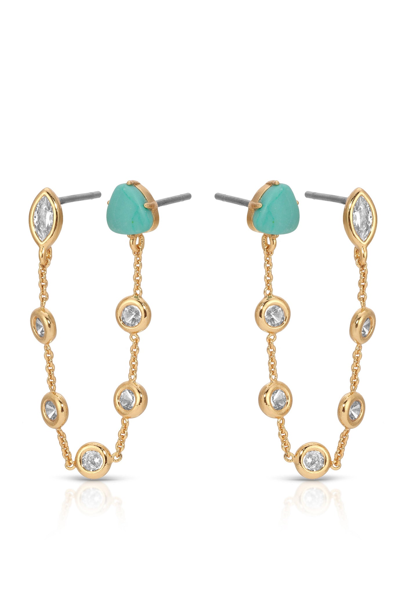 Double Piercing Turquoise Earrings