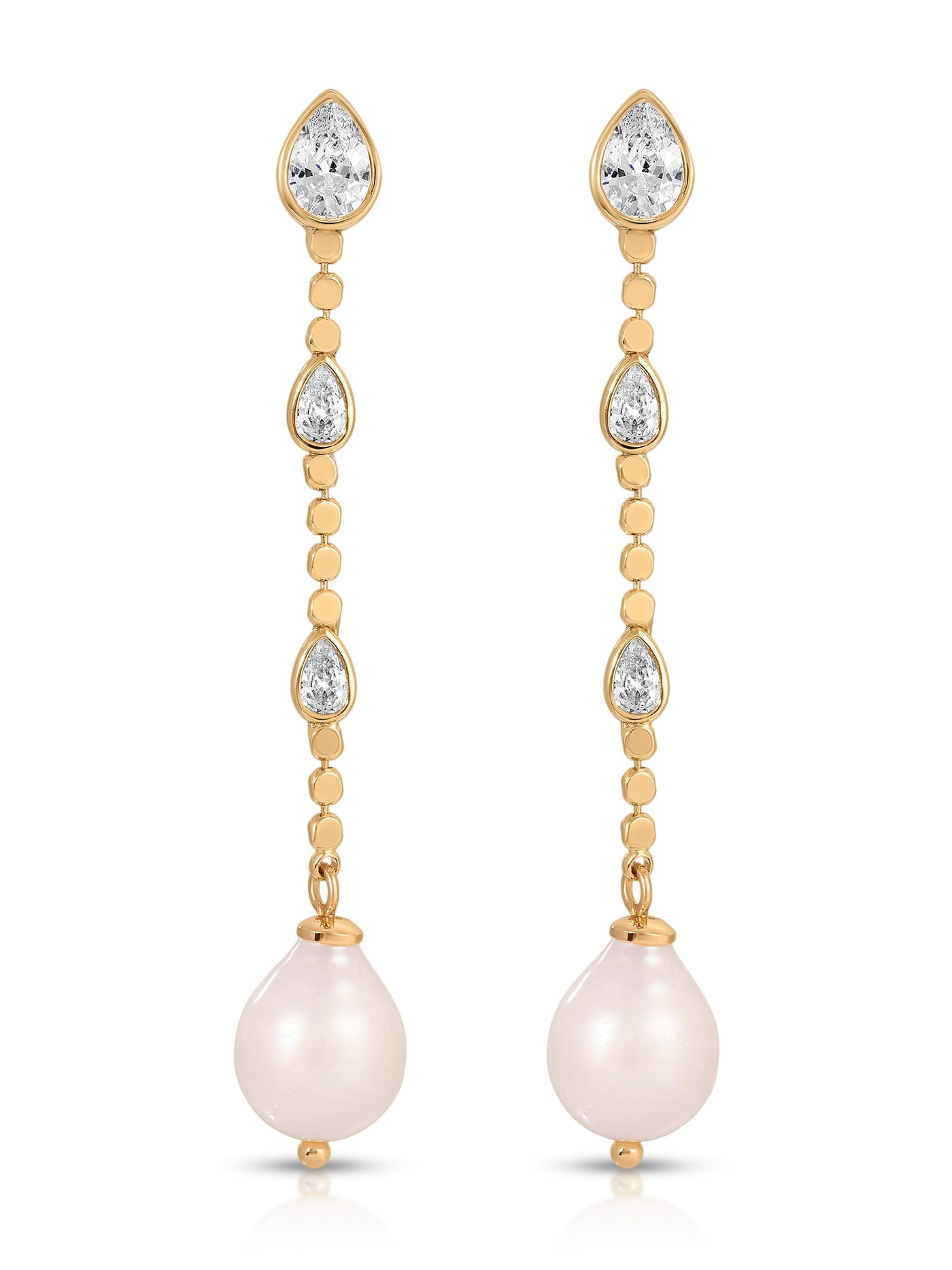 Droplet Crystal and Pearl Earring