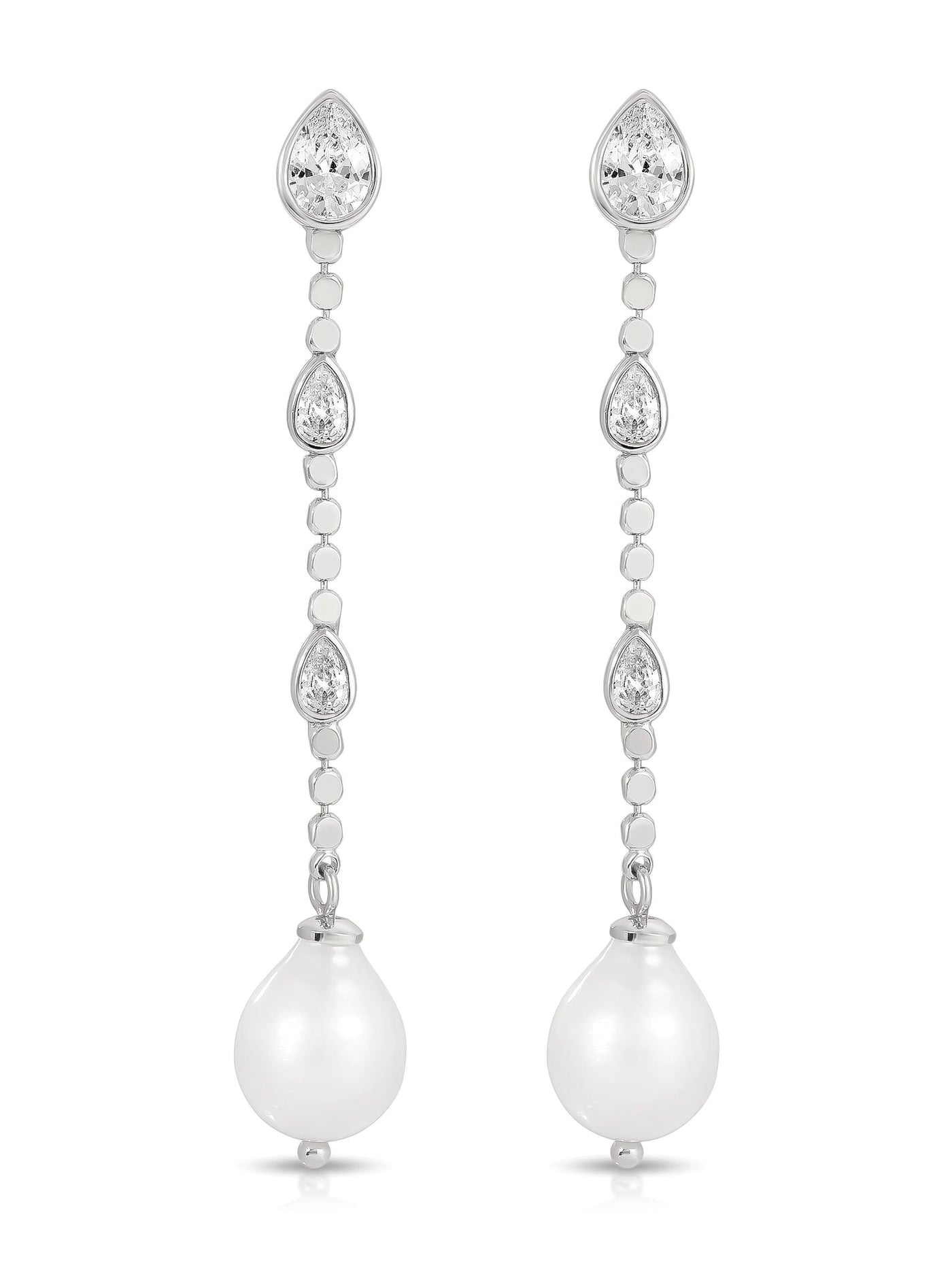 Droplet Crystal and Pearl Earring
