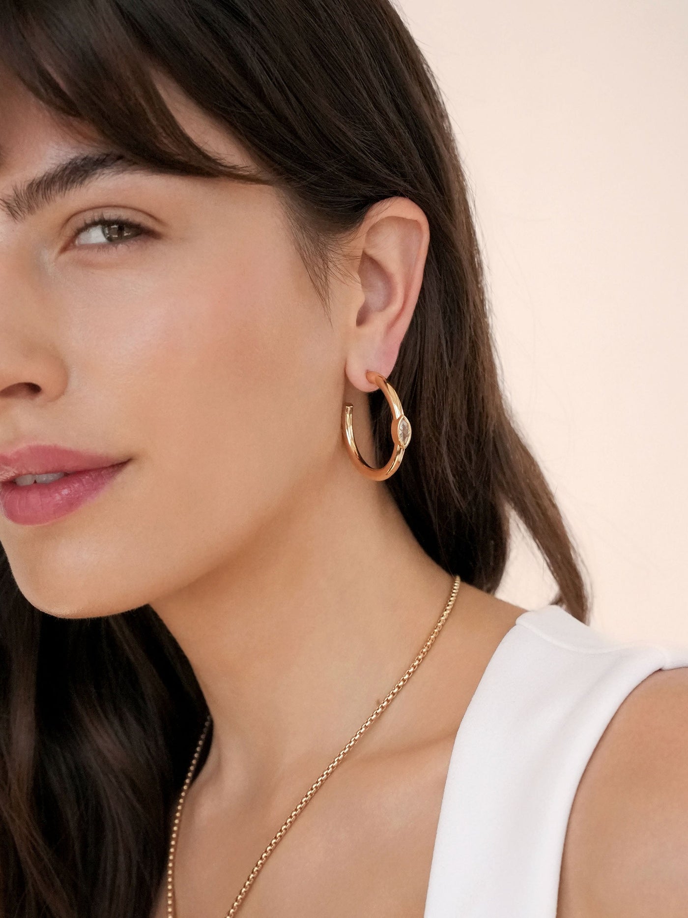 Medium Marquise Crystal Hoops