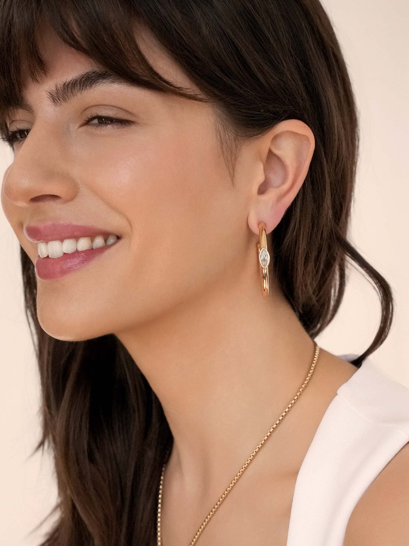 Medium Marquise Crystal Hoops