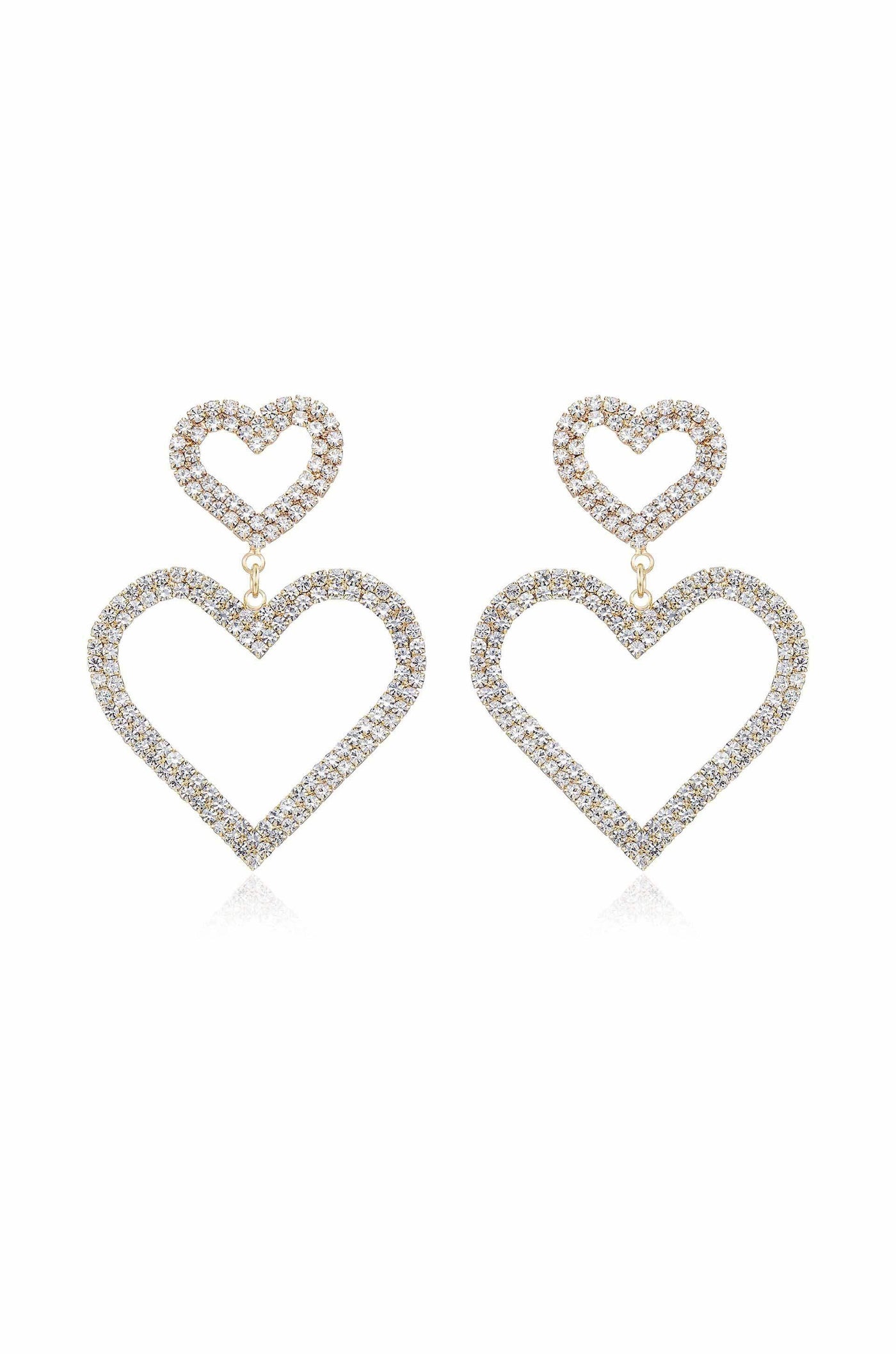 Double Trouble Heart Crystal Earrings