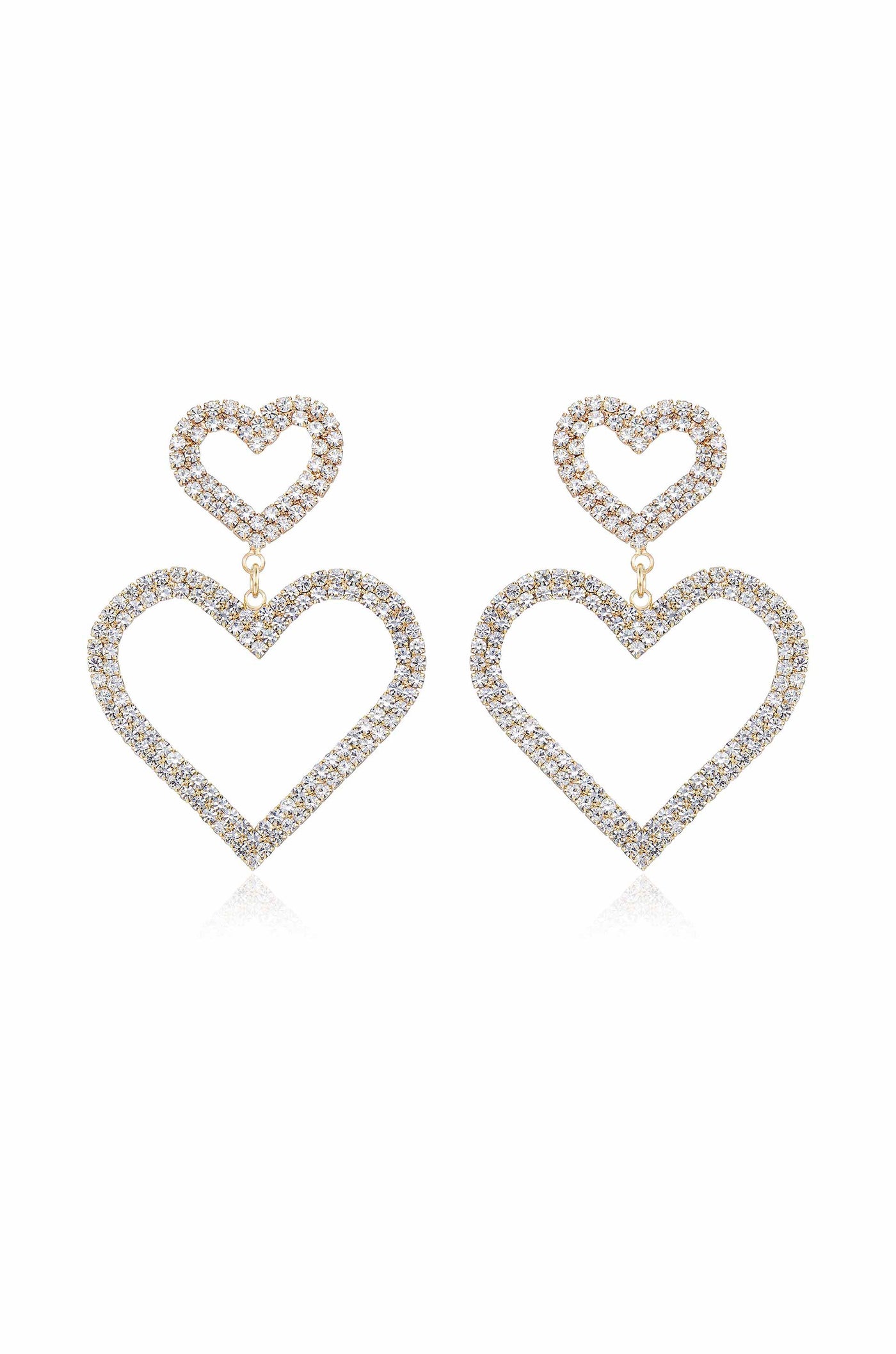 Double Trouble Heart Crystal Earrings