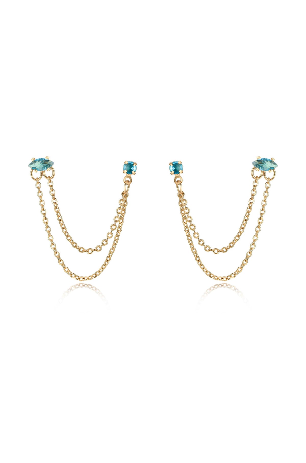 Double Piercing Chain Dangle Earrings