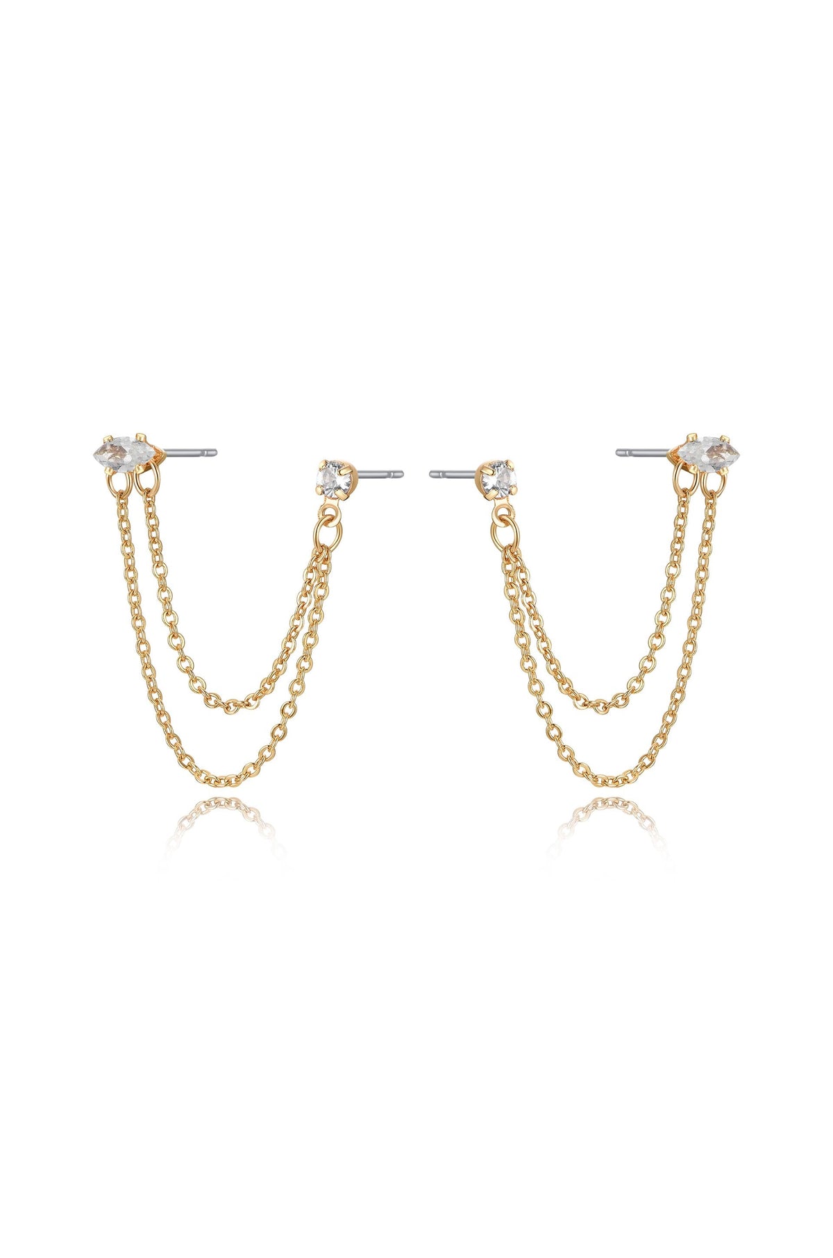 Double Piercing Chain Dangle Earrings