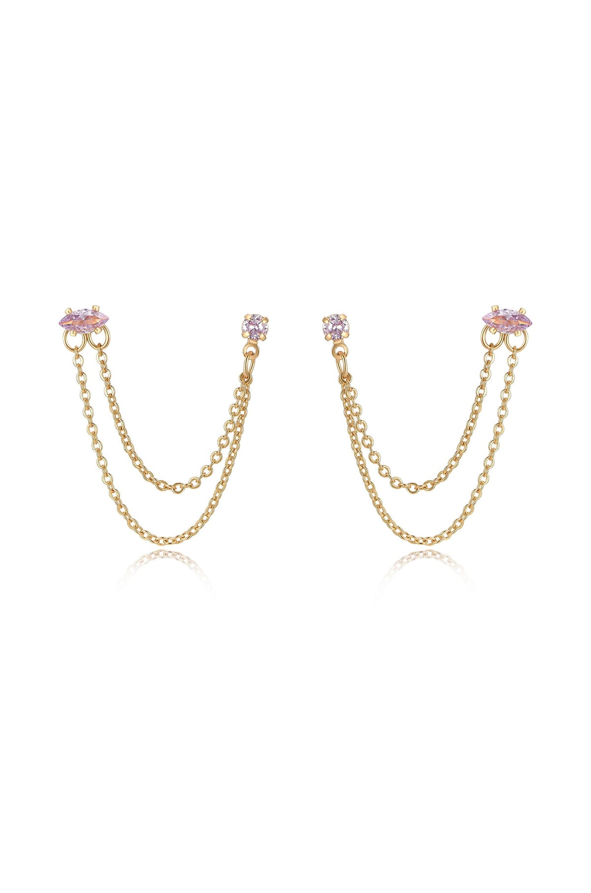 Double Piercing Chain Dangle Earrings