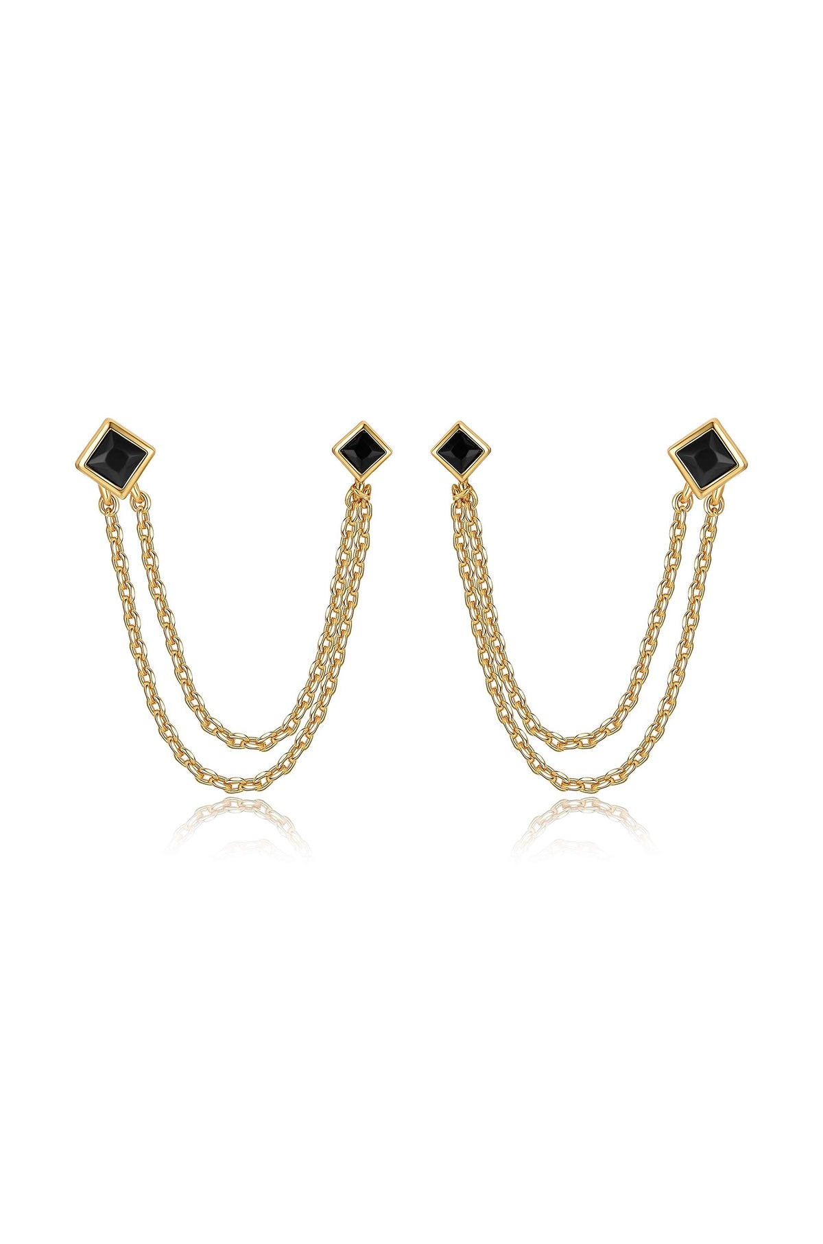 Double Piercing Diamond Shape Earrings