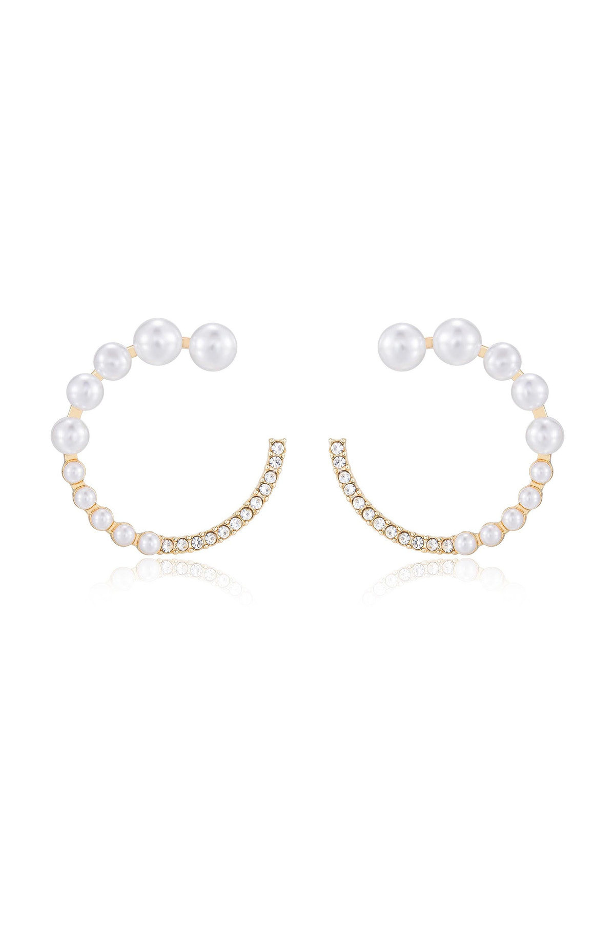 Chic Pearl And Crystal Open Circle Earrings