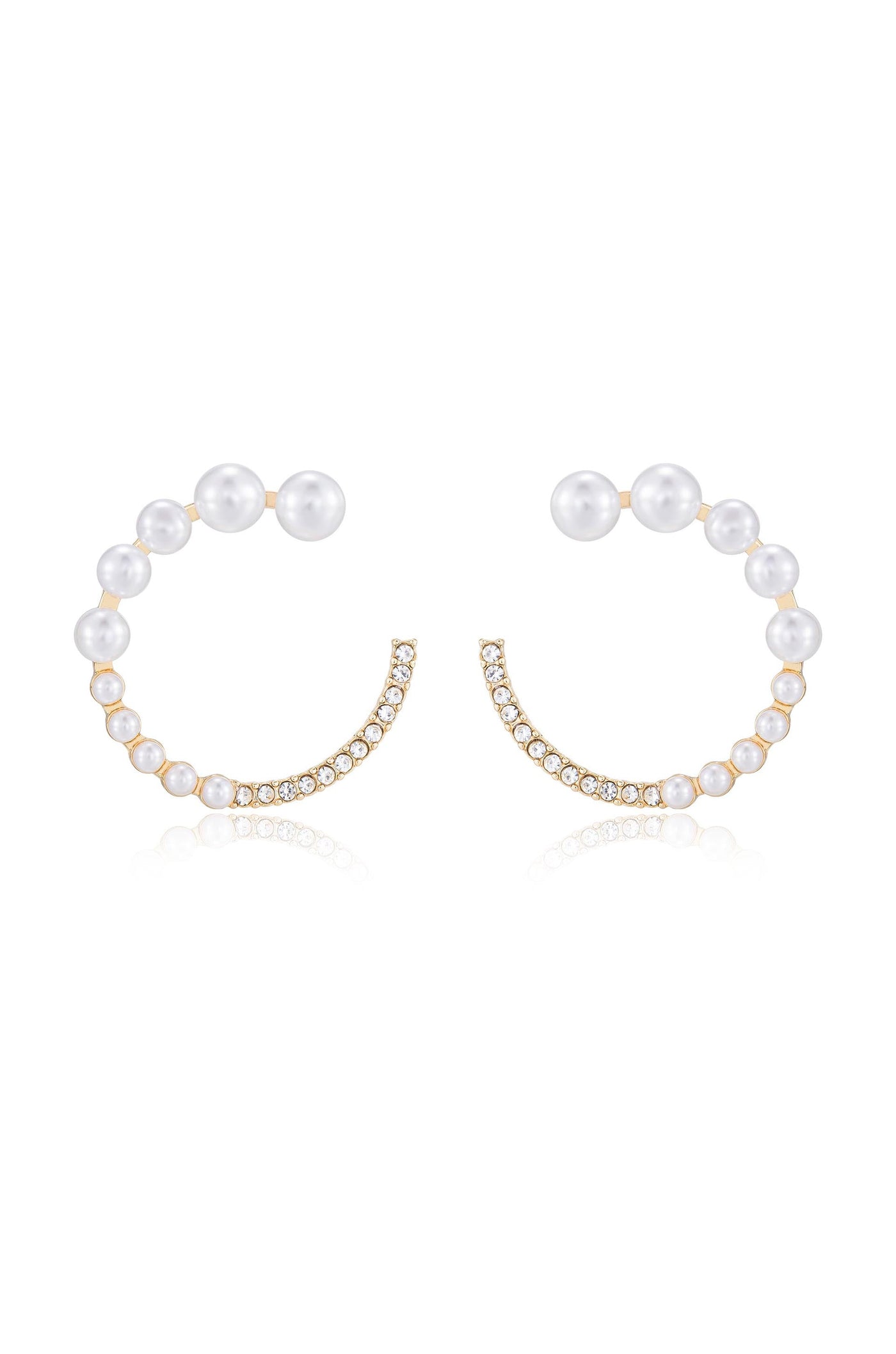 Chic Pearl And Crystal Open Circle Earrings