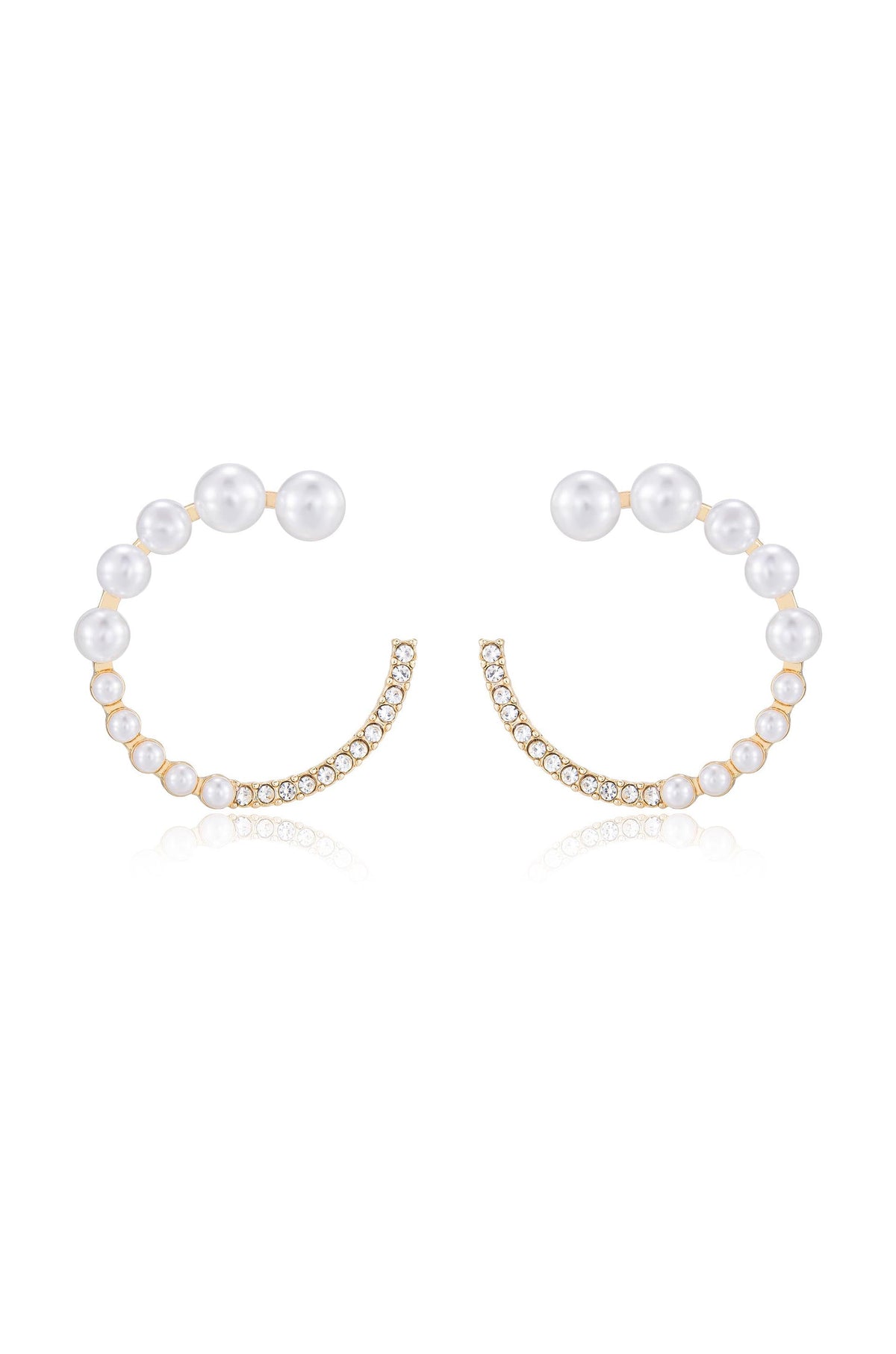 Chic Pearl And Crystal Open Circle Earrings