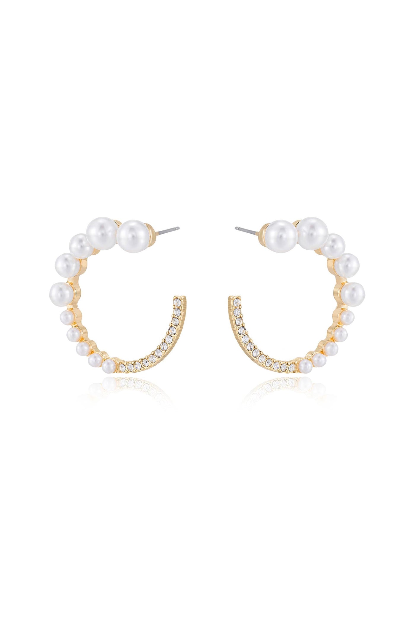 Chic Pearl And Crystal Open Circle Earrings
