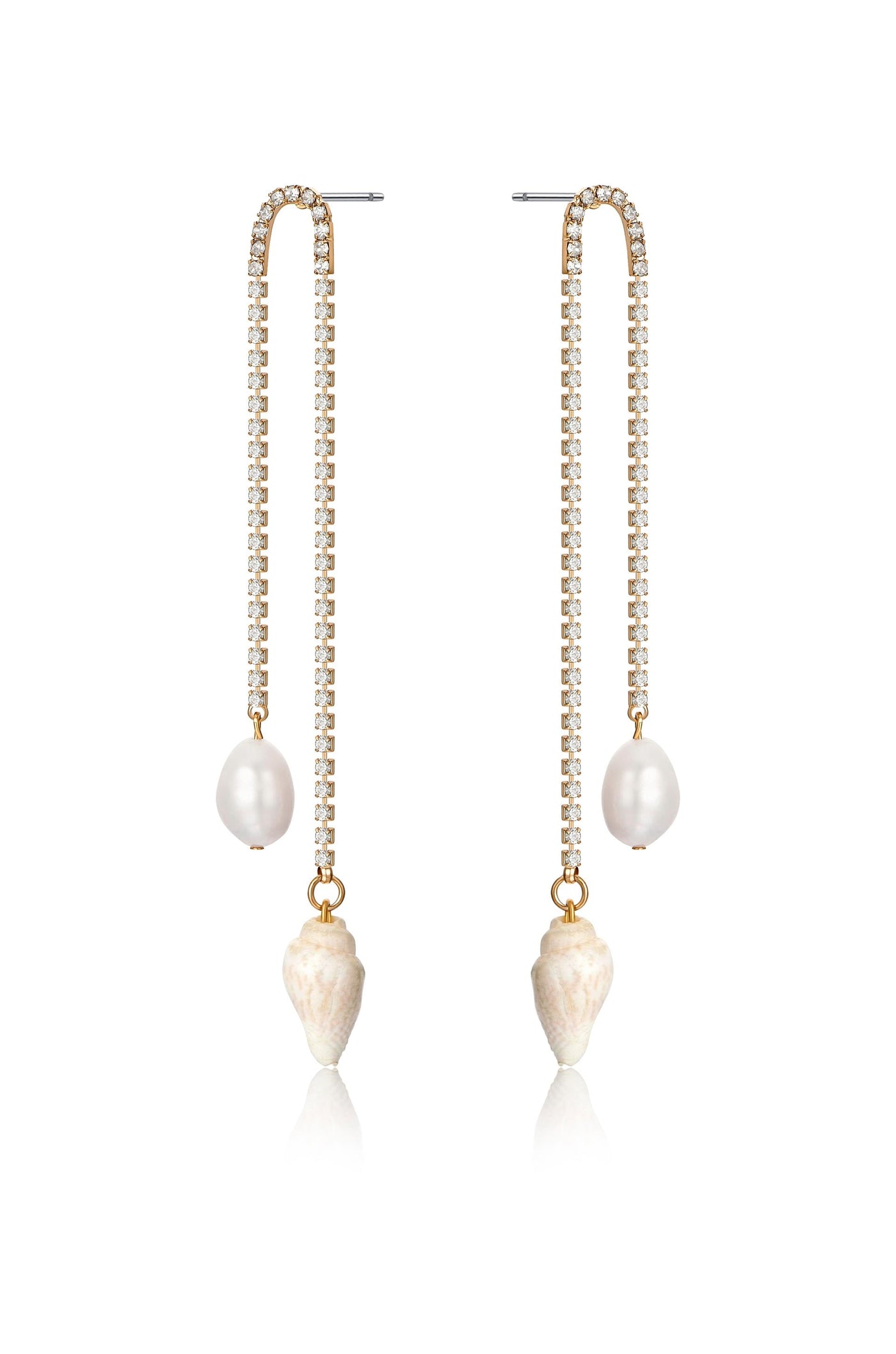 Balanced Shell and Pearl Earrings