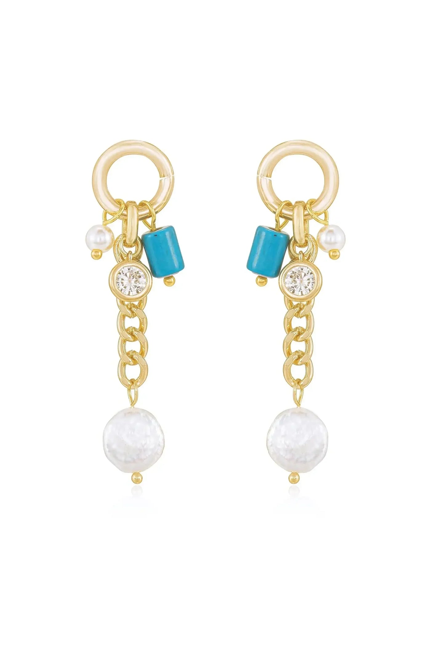 Pearl and Charm Dangle Earrings