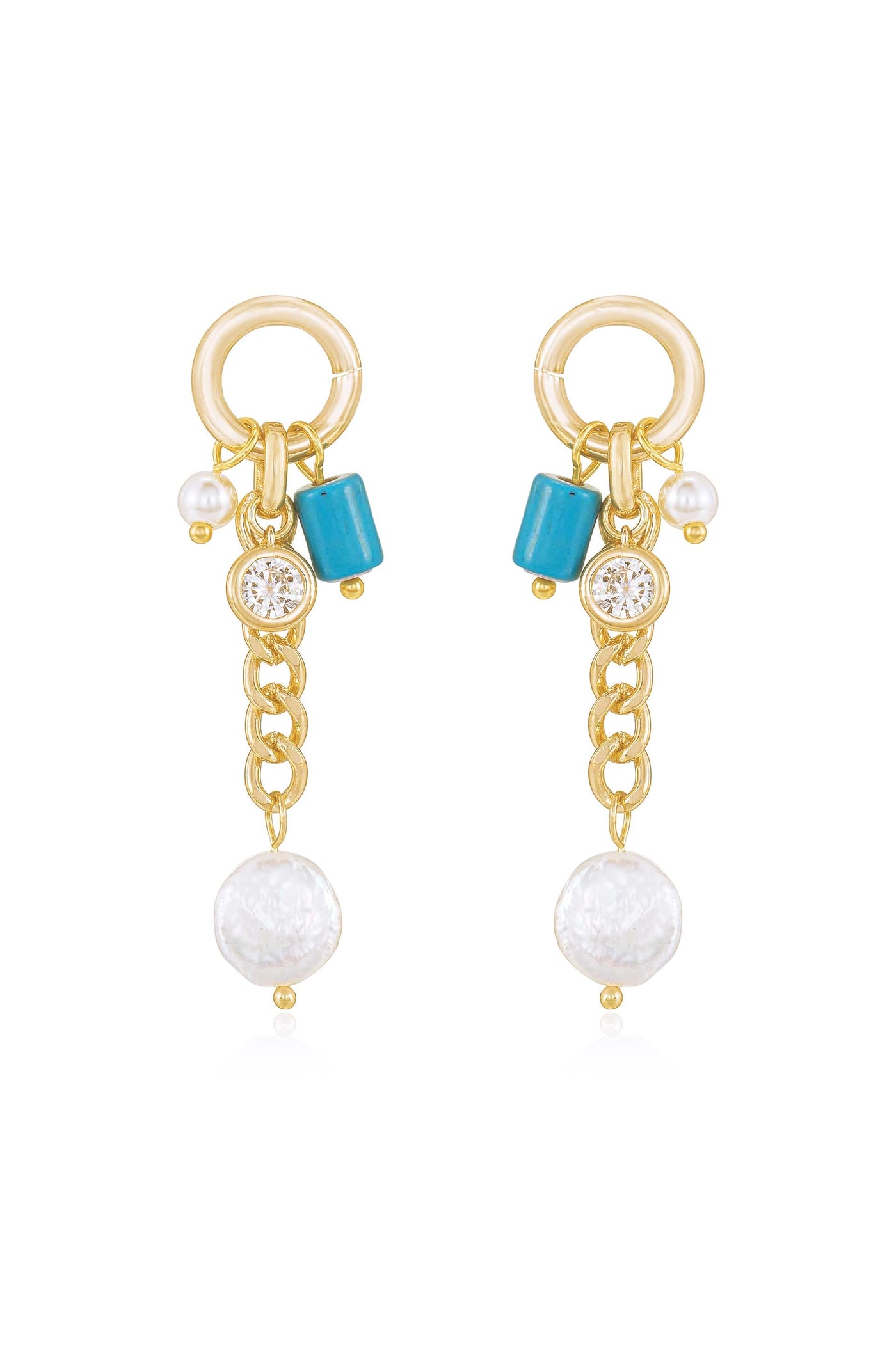 Pearl and Charm Dangle Earrings