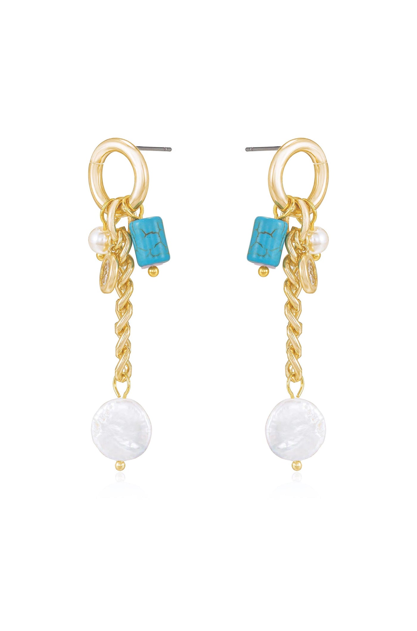 Pearl and Charm Dangle Earrings