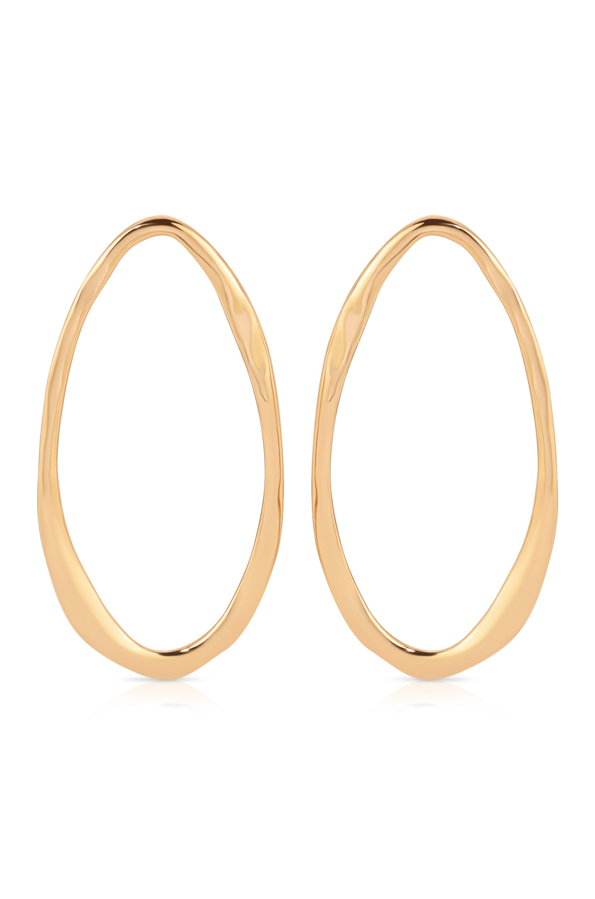 Hammered Large Oval Earrings in 18k Gold Plated, pair | Lady Black Tie