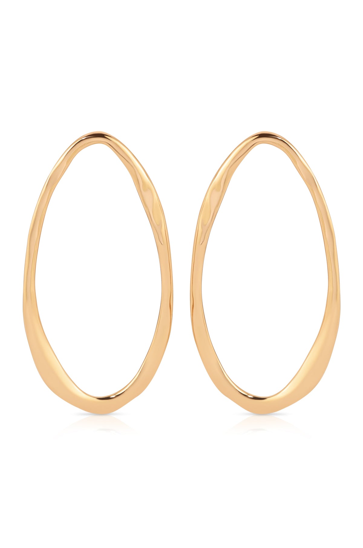 Hammered Large Oval Earrings in 18k Gold Plated, pair | Lady Black Tie