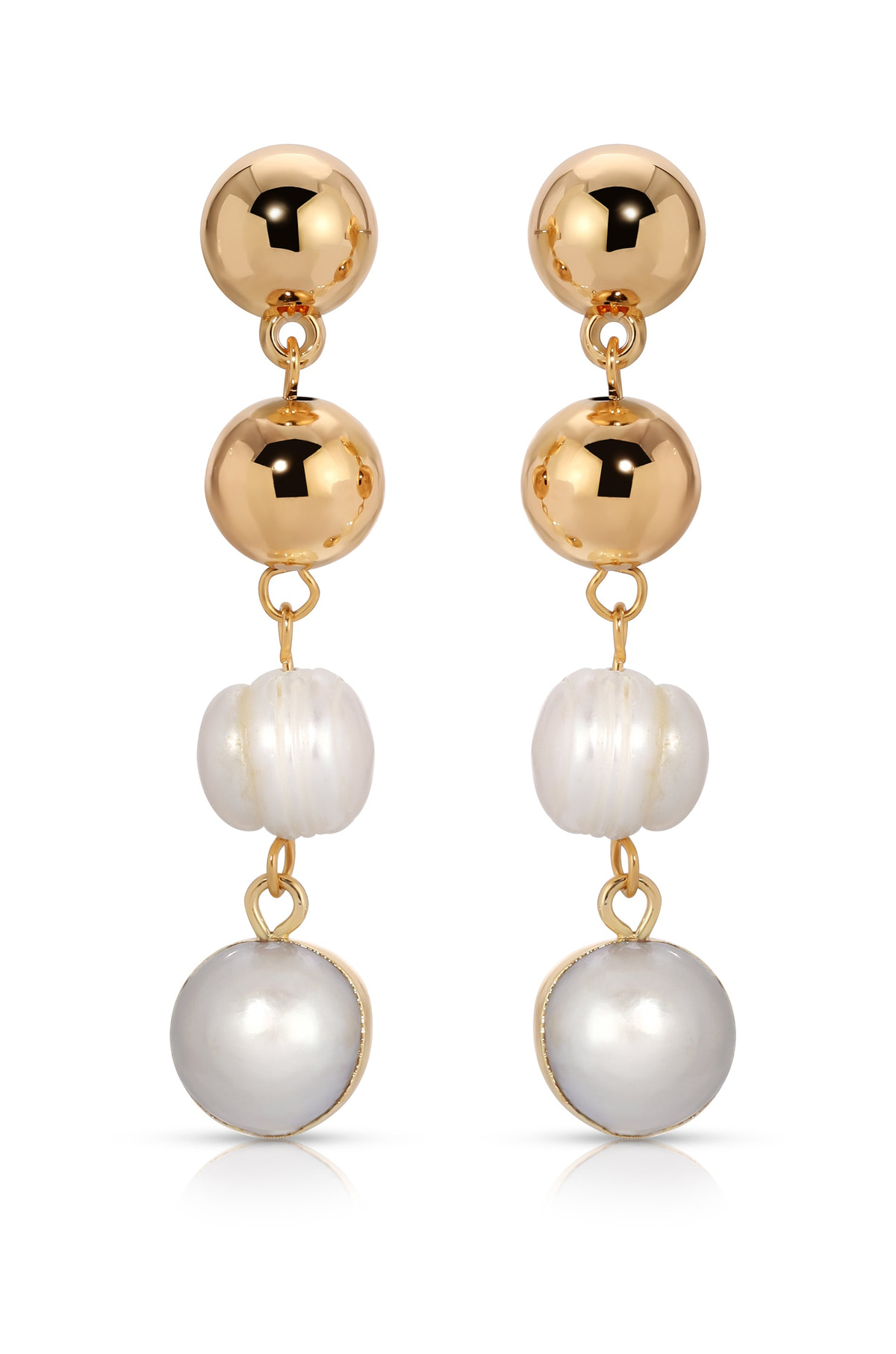 Resort Drop Statement Earrings in White Pearl, product view | Lady Black Tie