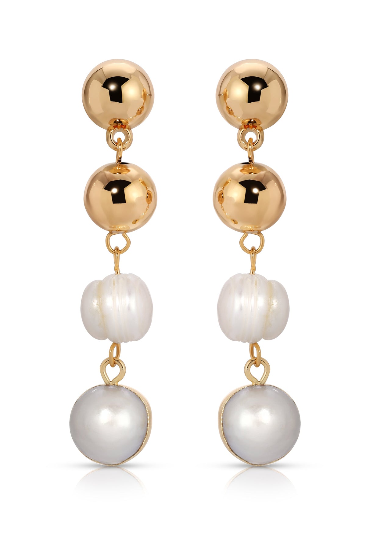 Resort Drop Statement Earrings in White Pearl, product view | Lady Black Tie