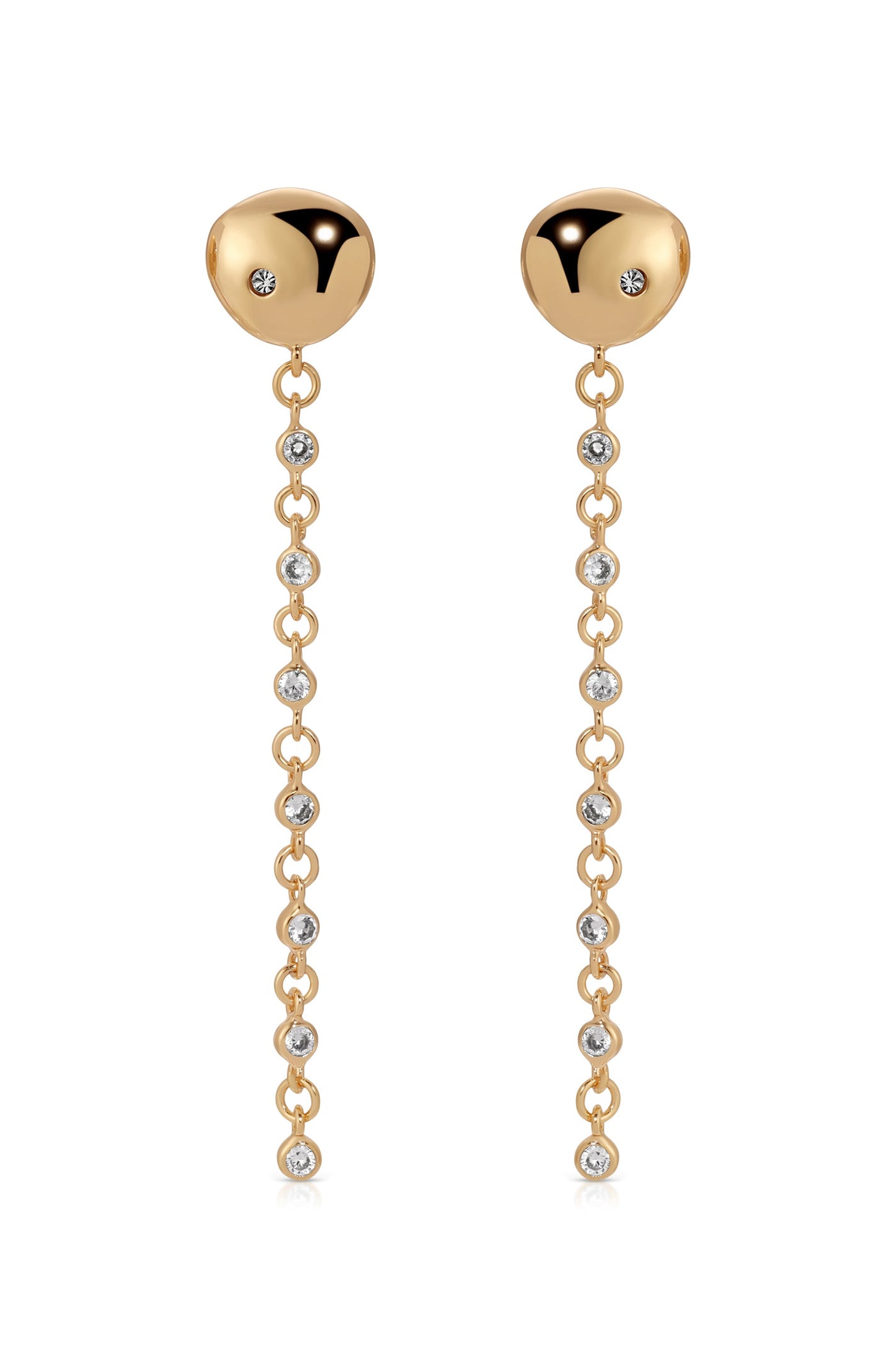 Polished Pebble Linear Chain Earrings