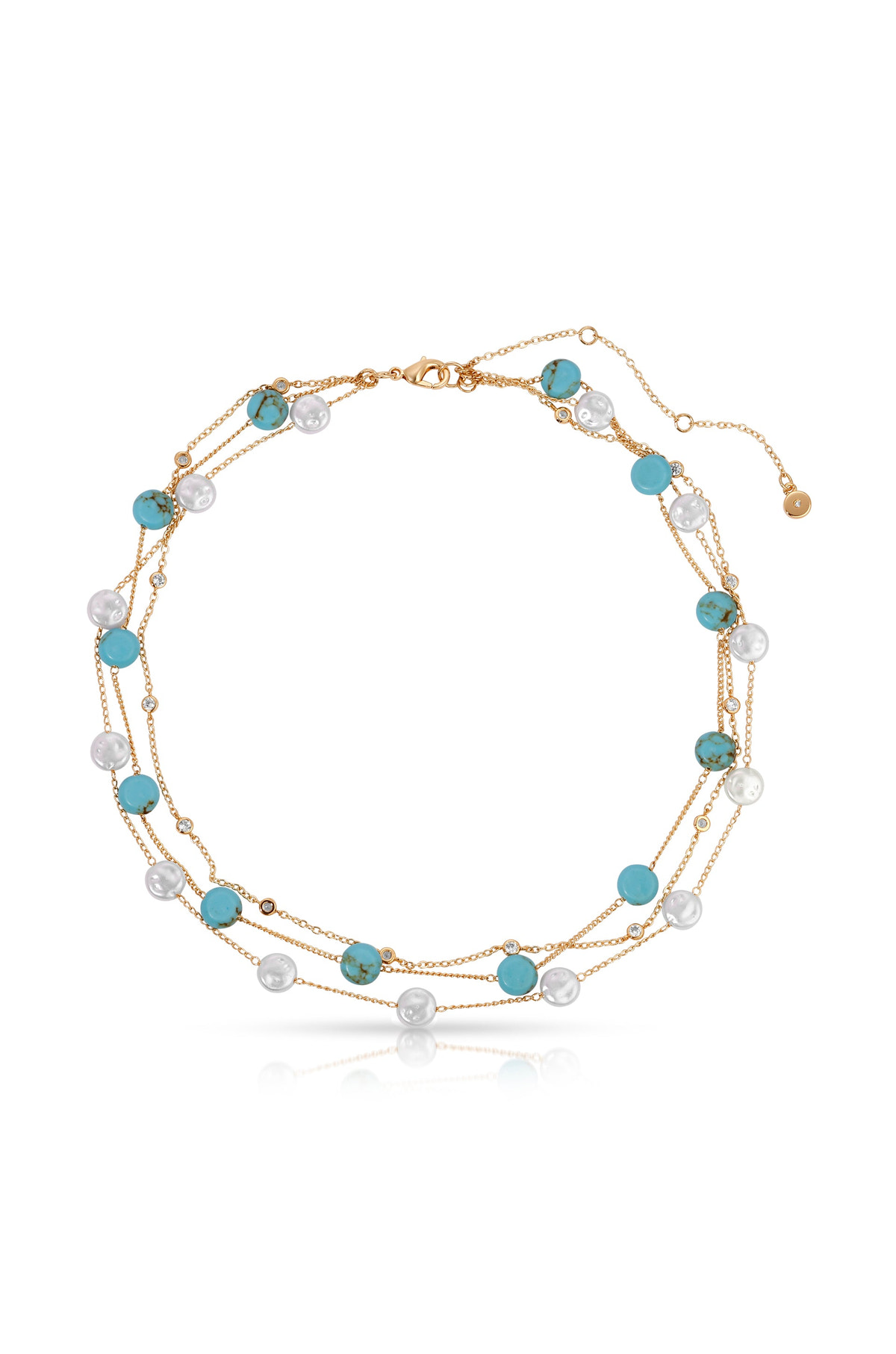 Dressed in Turquoise & Pearls Necklace, product view | Lady Black Tie