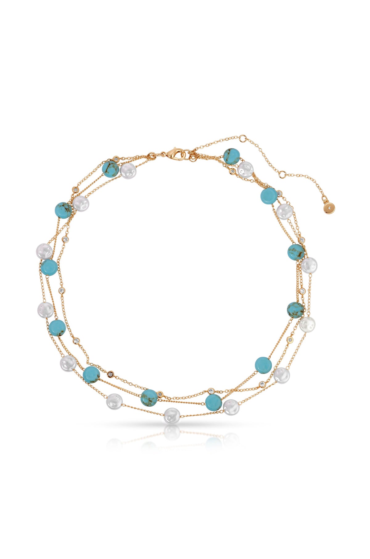 Dressed in Turquoise & Pearls Necklace, product view | Lady Black Tie