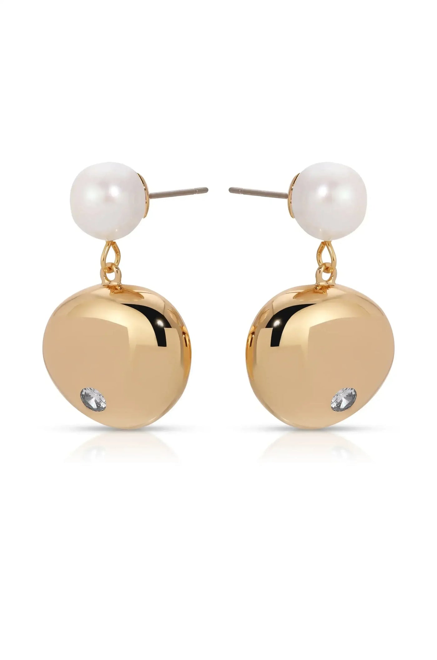 Large Pebble and Pearl Dangle Earrings