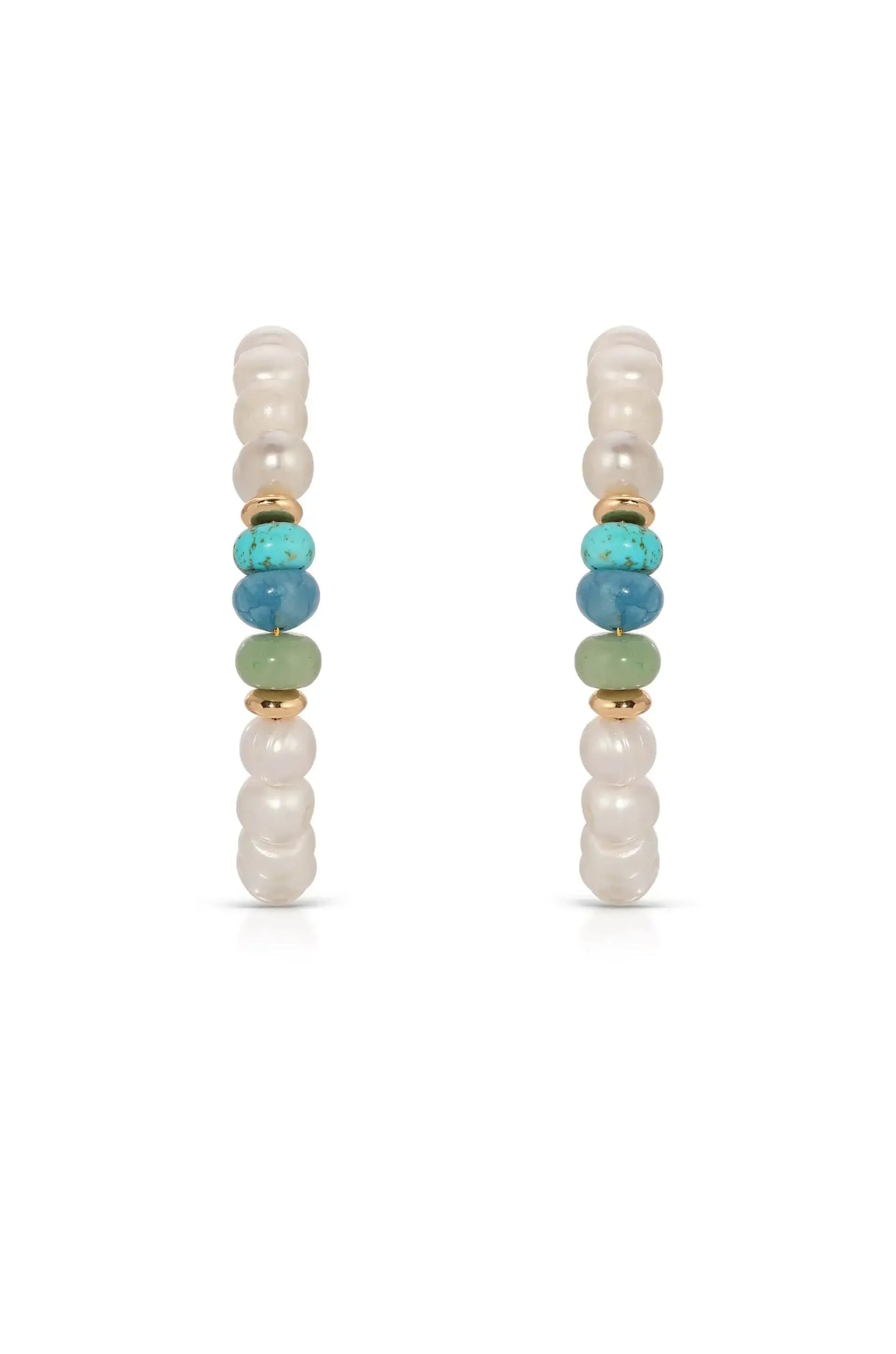 Beach Day Pearl and Gemstone Hoop Earrings