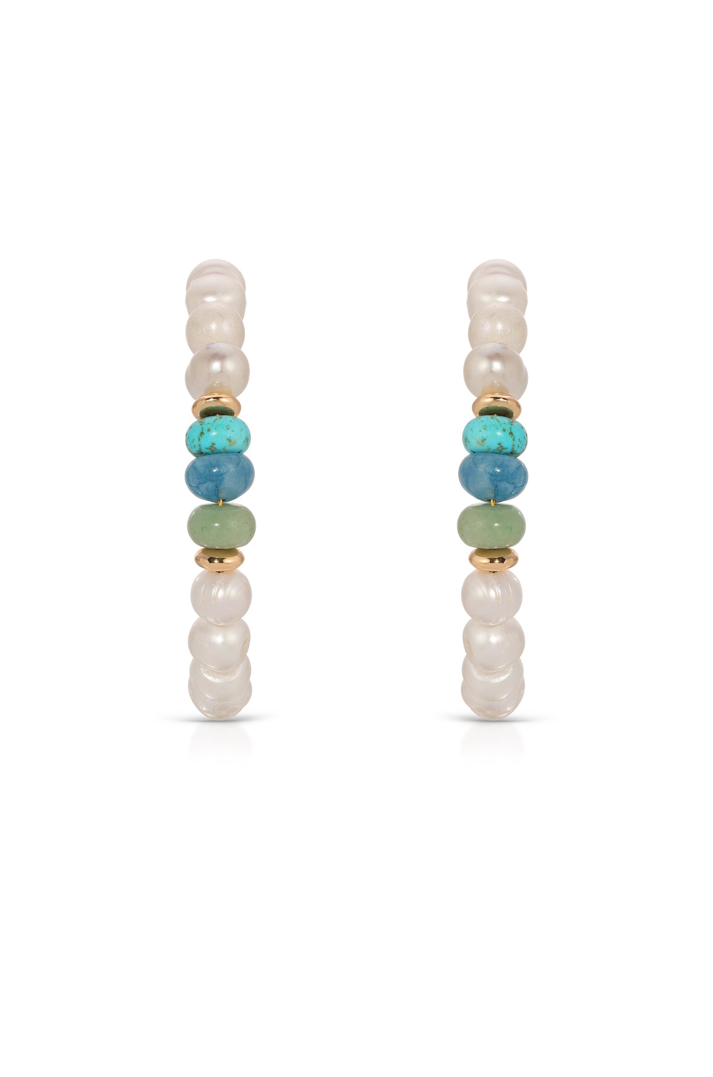 Beach Day Pearl and Gemstone Hoop Earrings