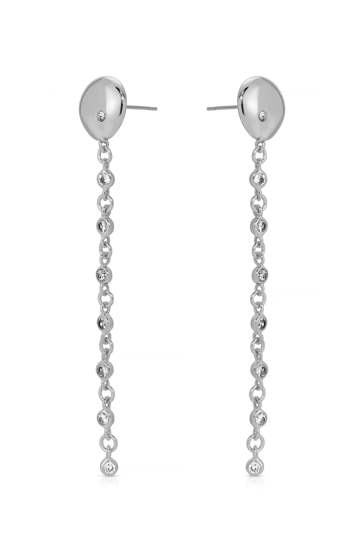 Polished Pebble Linear Chain Earrings