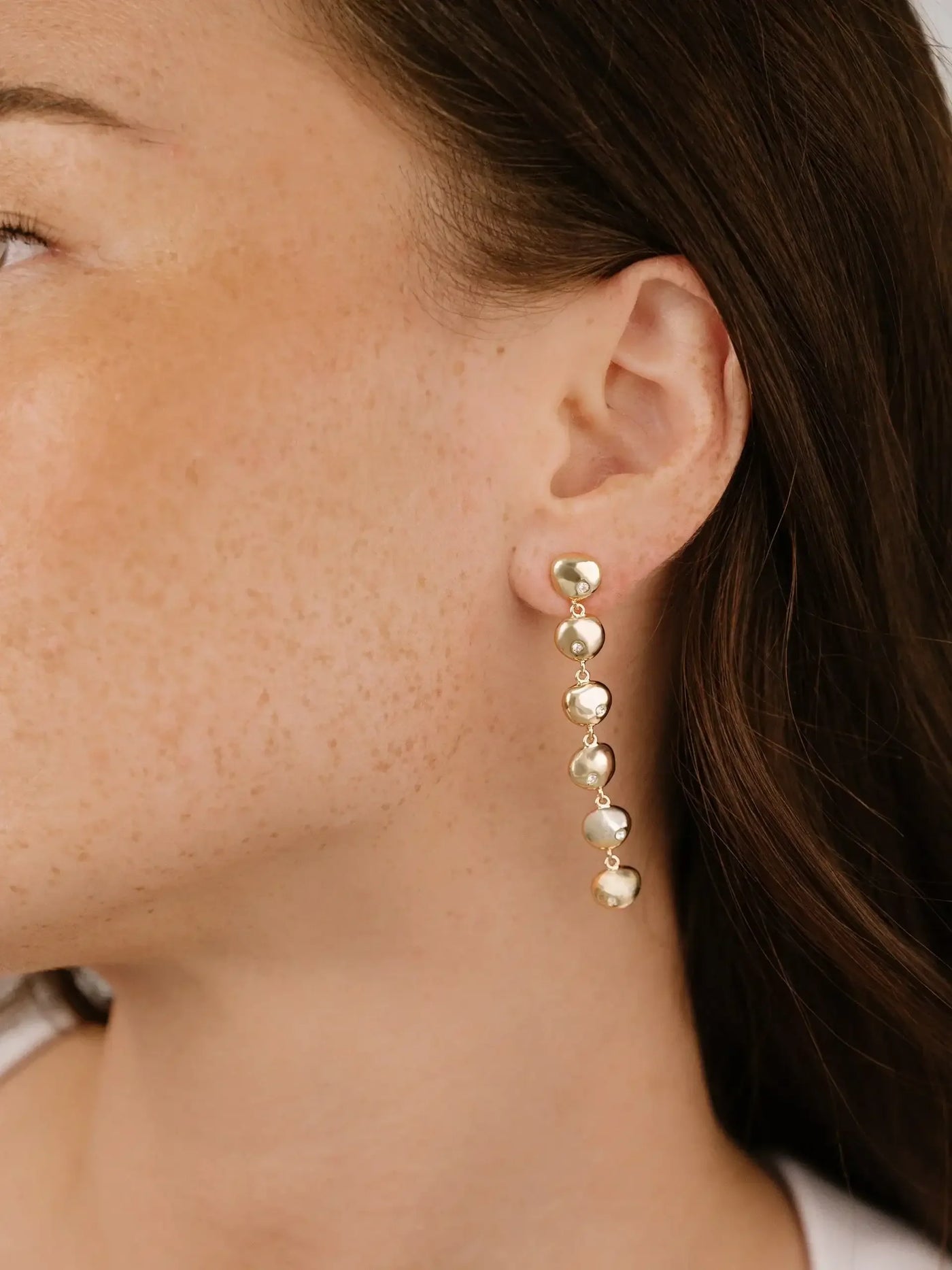 Polished Pebble Linear Dangle Earrings