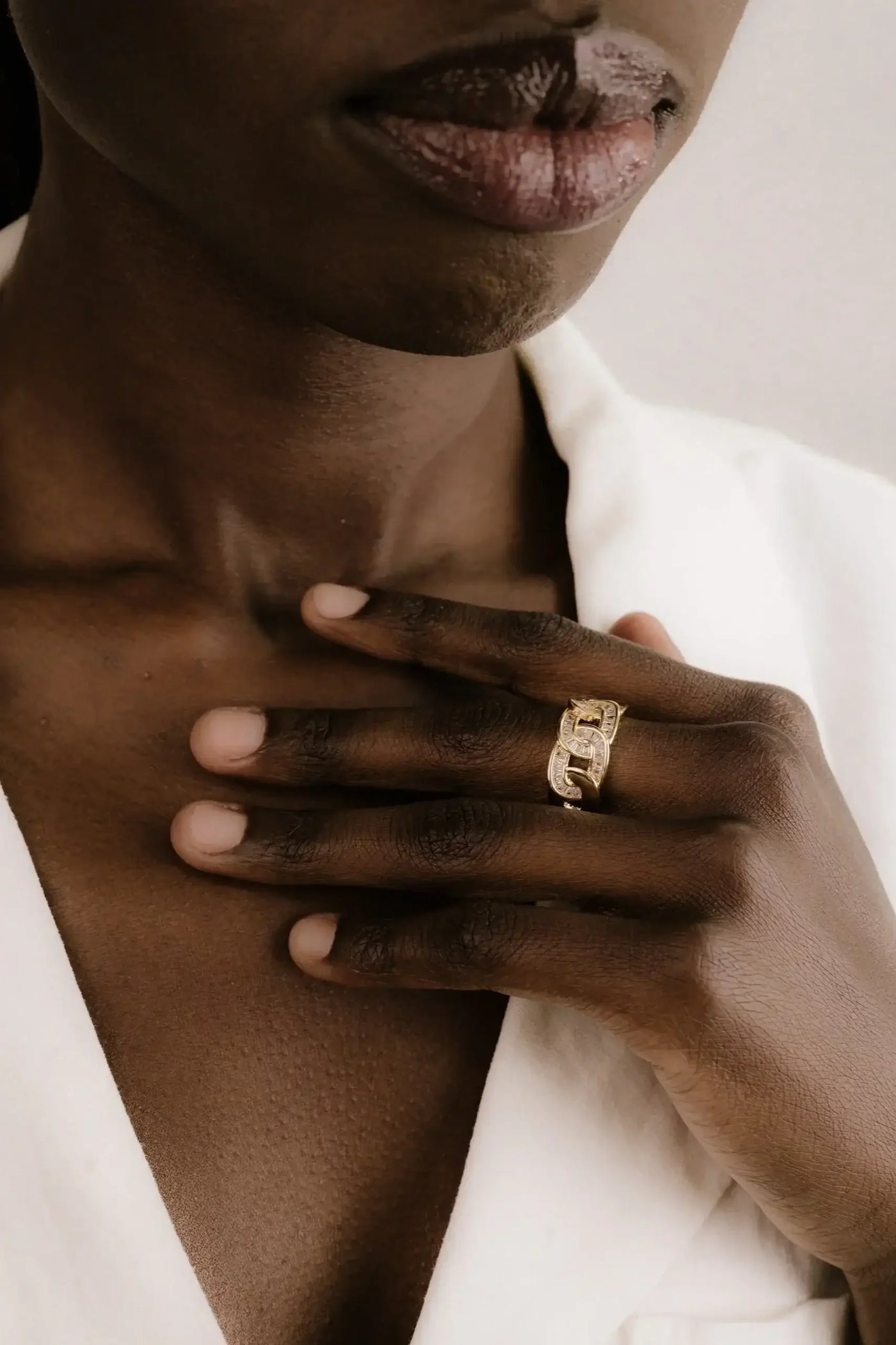 Adjustable Crystal Link Ring