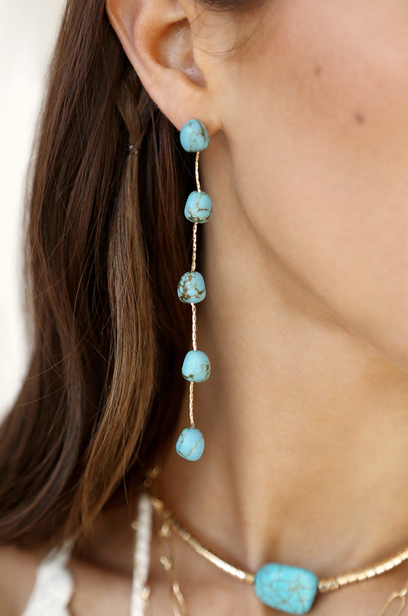 Dripping Turquoise Delicate Drop Earrings Elegant Jewelry by