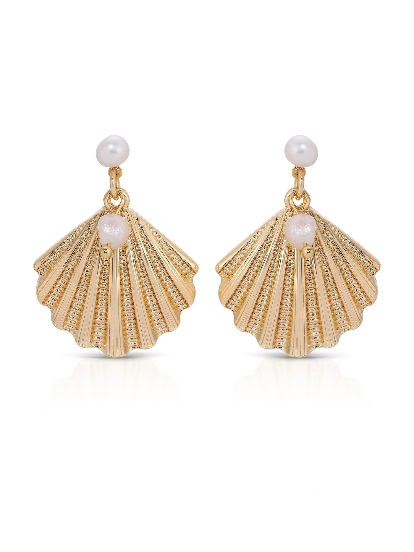 Scallop Shell and Pearl Earrings