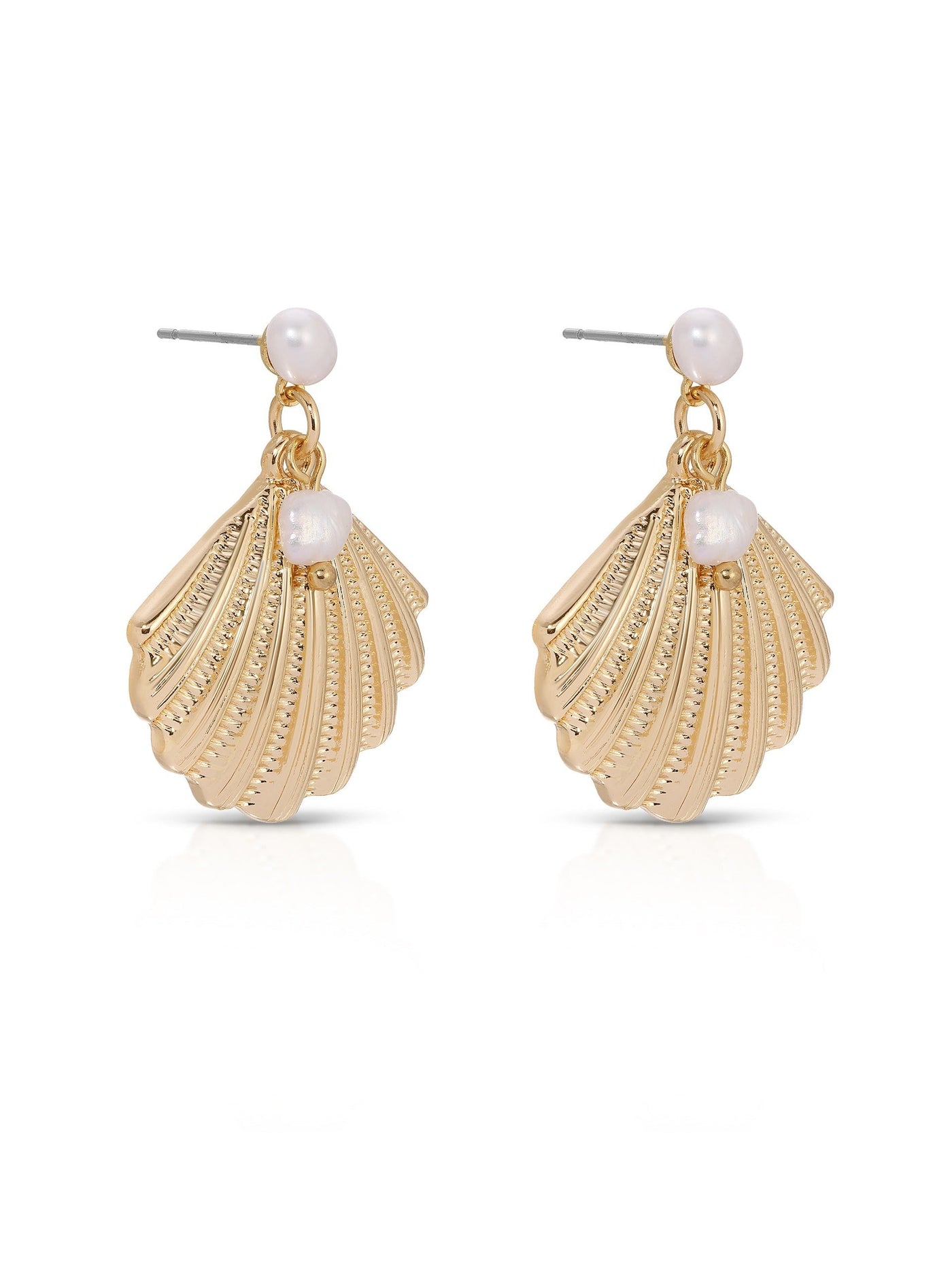 Scallop Shell and Pearl Earrings