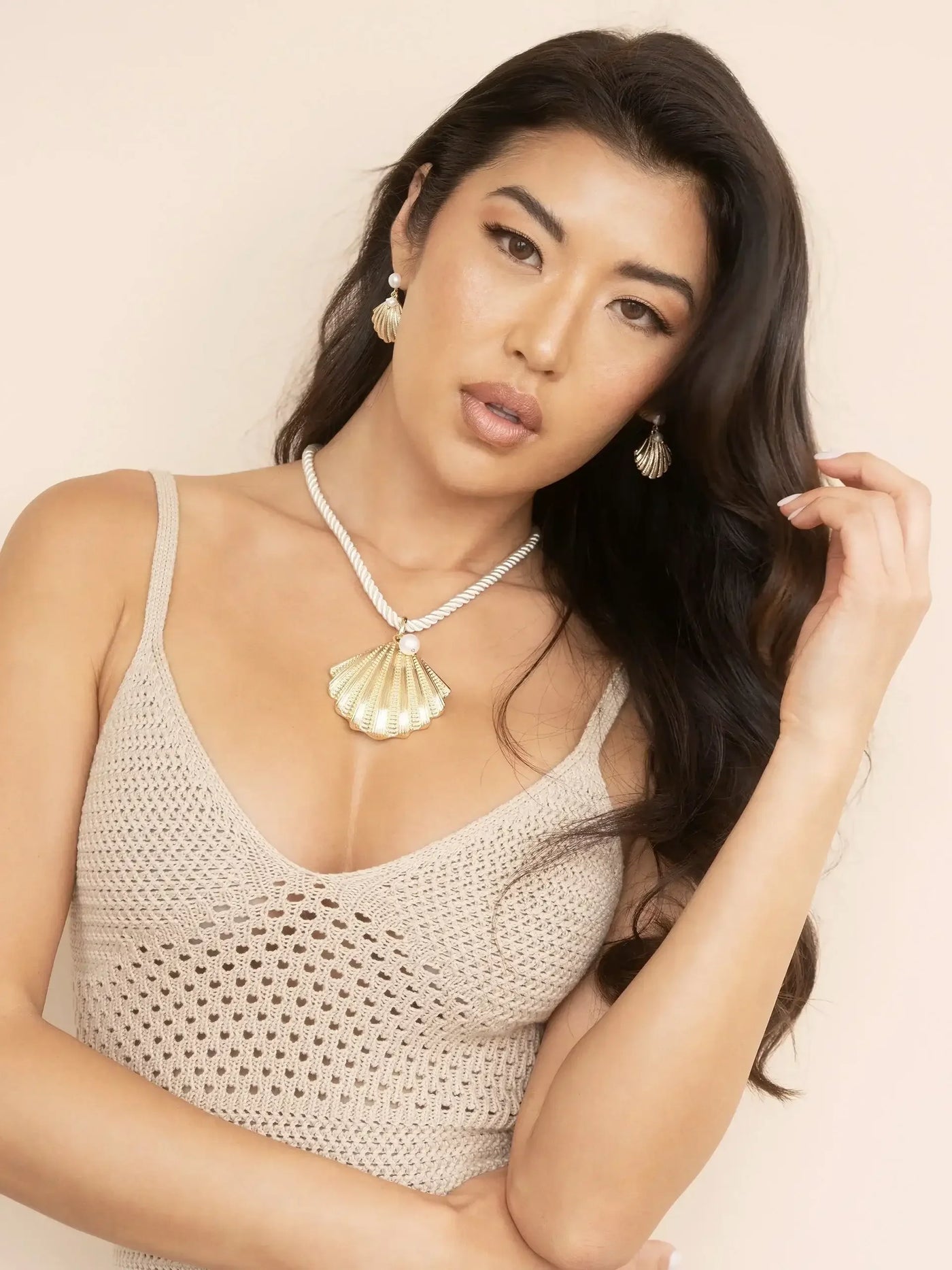 Scallop Shell and Pearl Earrings