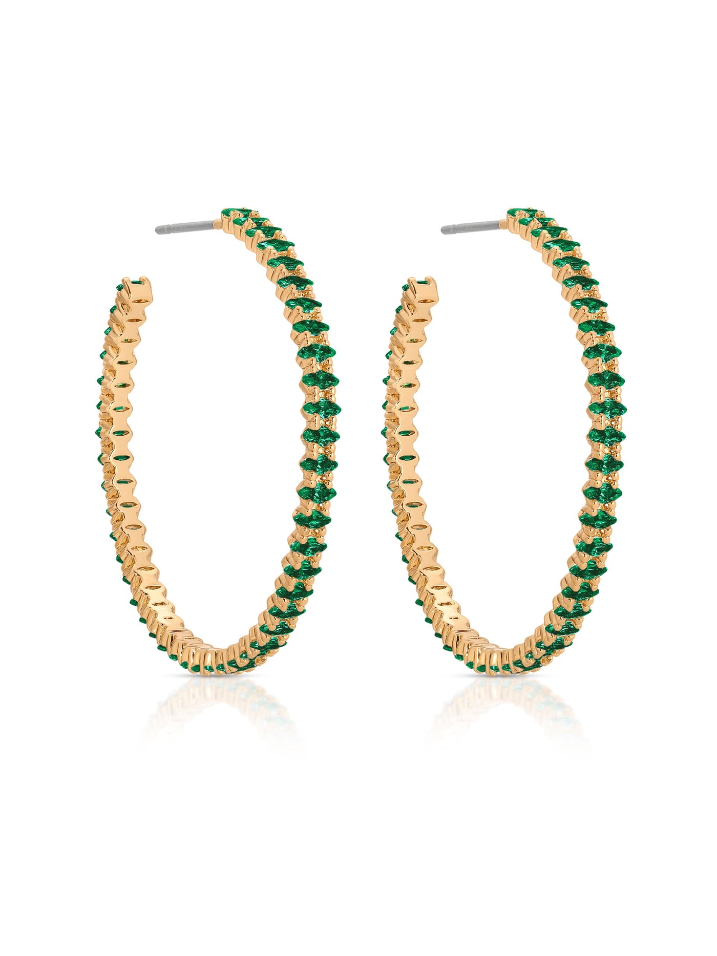 Emerald Crystal Marquise Hoops