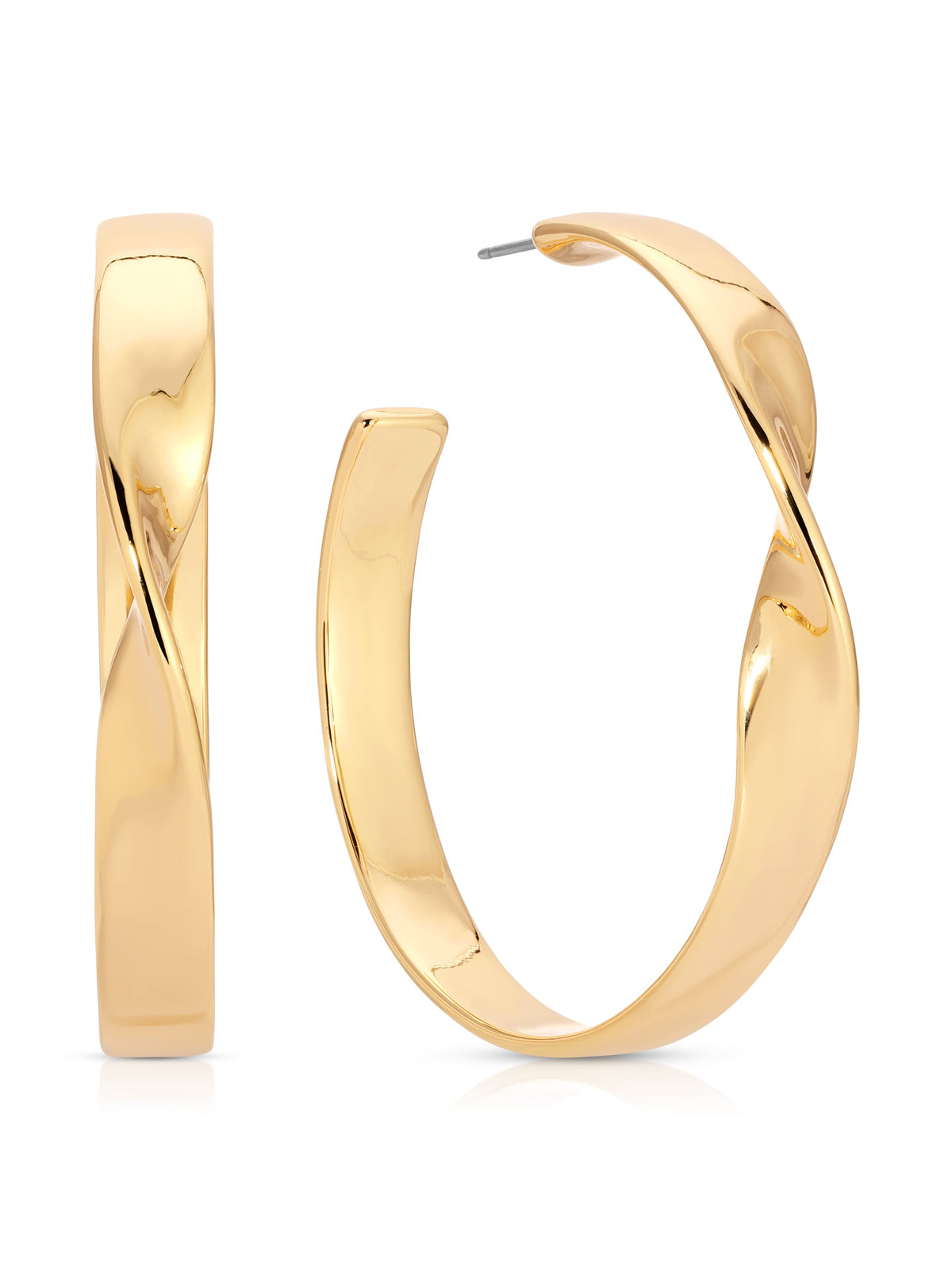 Heirloom Twist Large Hoops in 18k Gold Plated, front and side view | Lady Black Tie