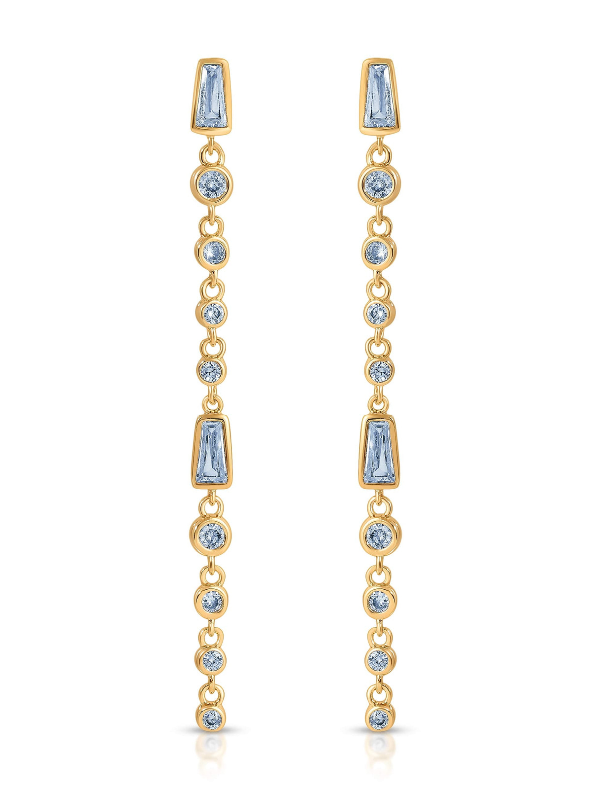Crystal Linear Earrings in Blue Crystal with 18k Gold Plating, pair | Lady Black Tie
