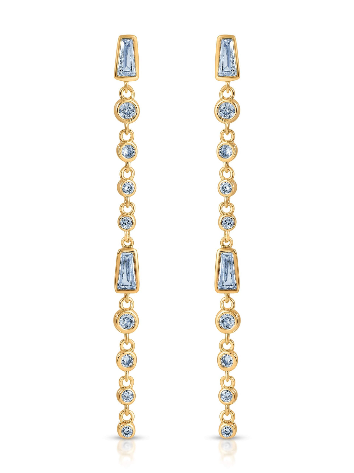 Crystal Linear Earrings in Blue Crystal with 18k Gold Plating, pair | Lady Black Tie